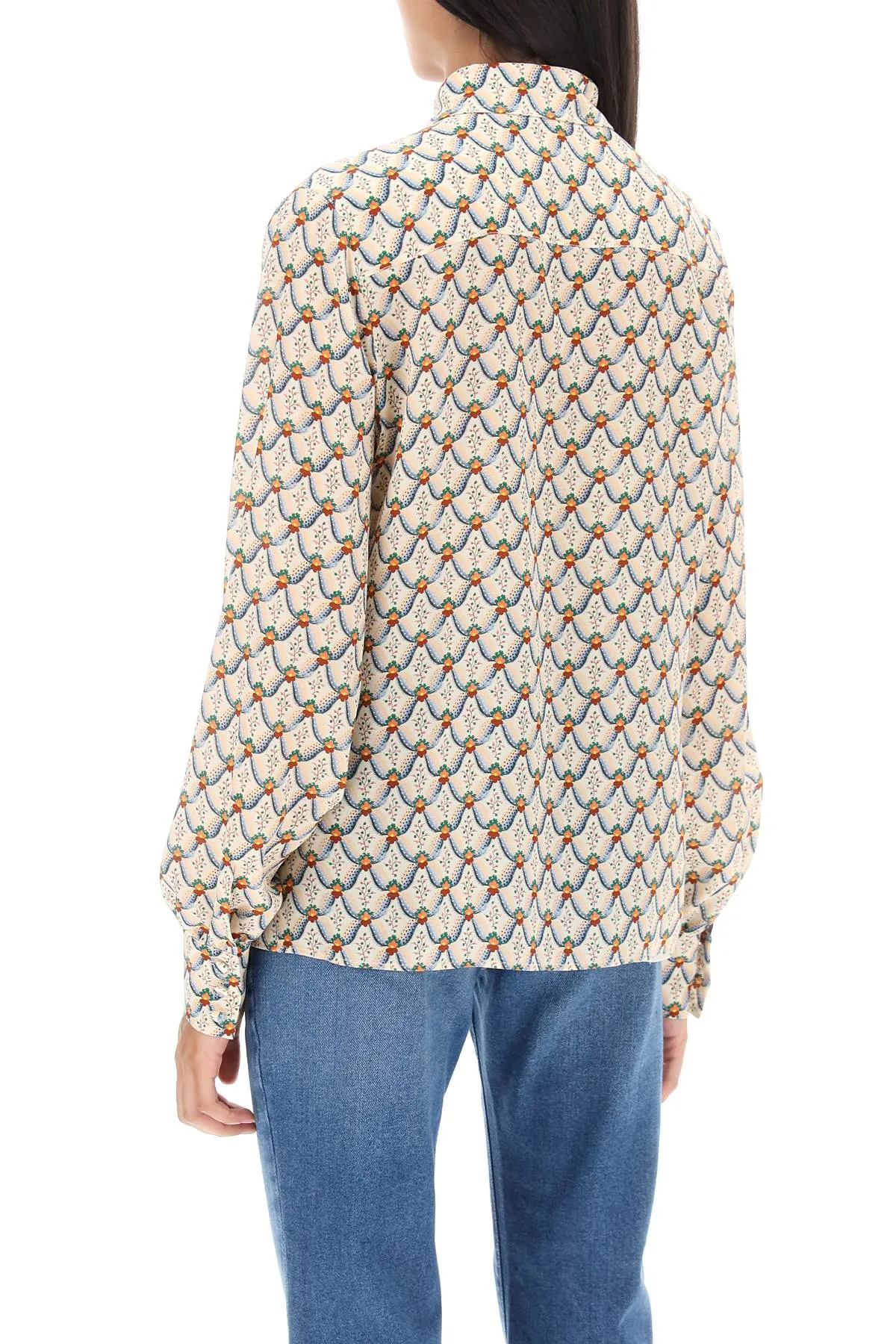 crepe de chine shirt with floralia motif