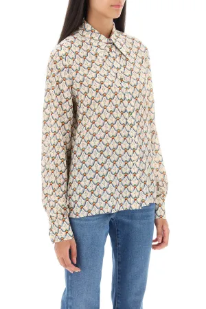 crepe de chine shirt with floralia motif
