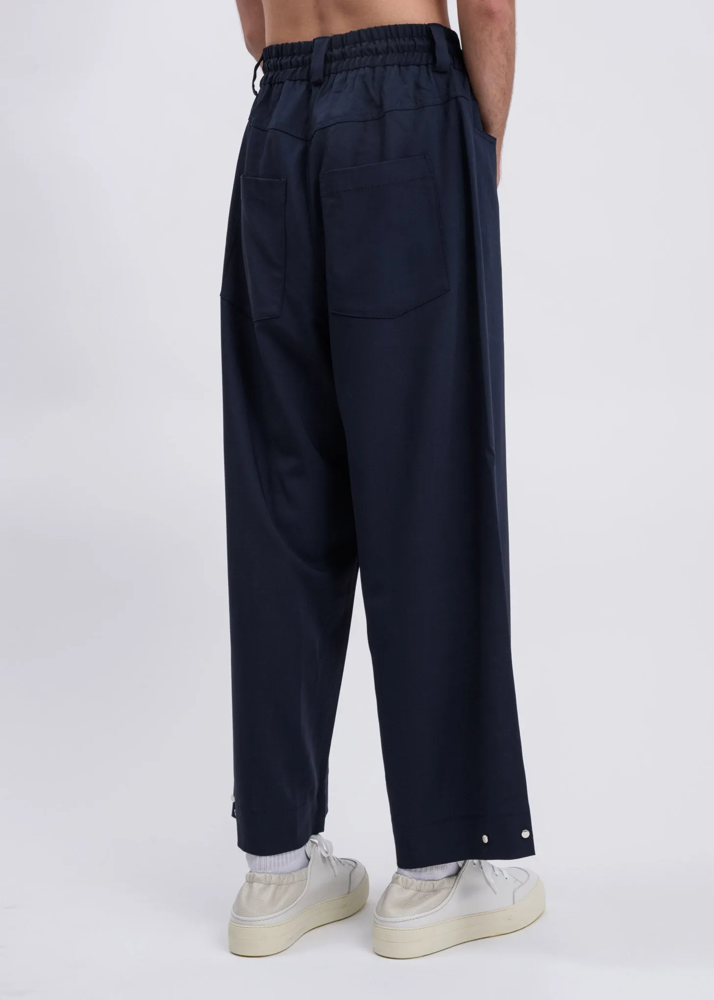 Dark Blue Classic Fit Loose Pants