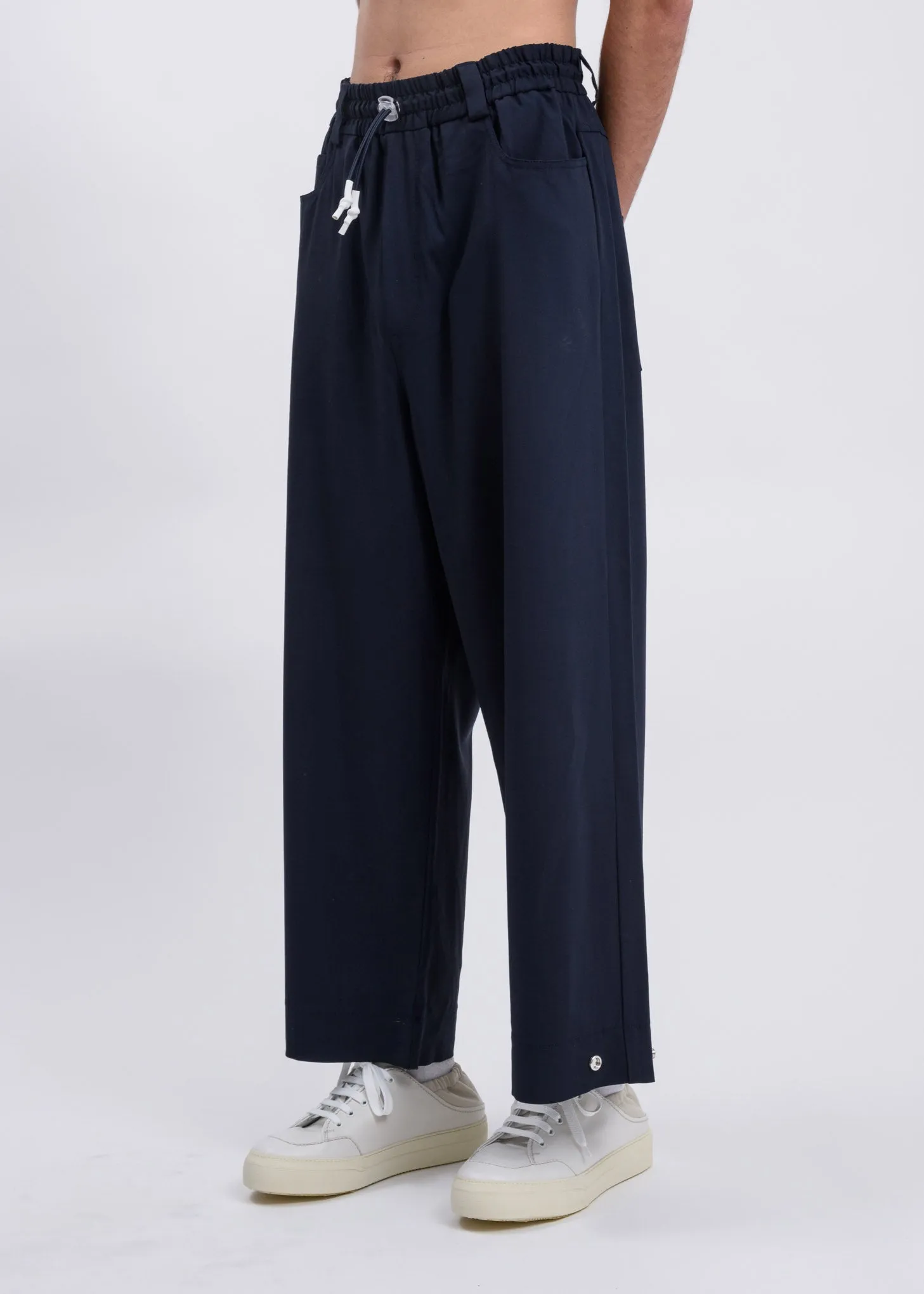 Dark Blue Classic Fit Loose Pants