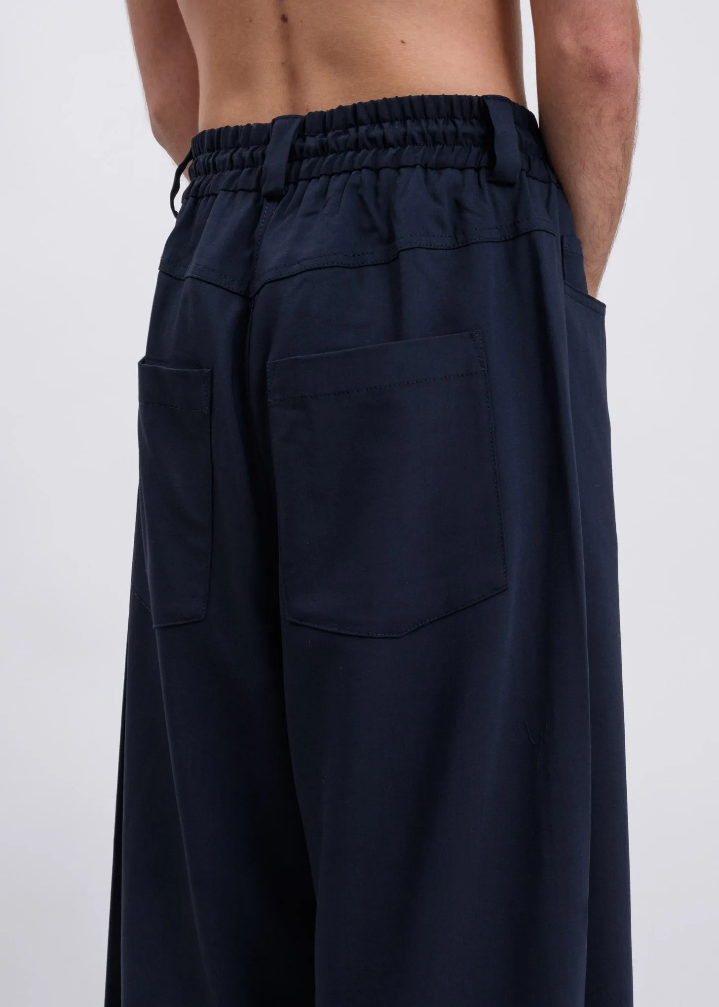 Dark Blue Classic Fit Loose Pants
