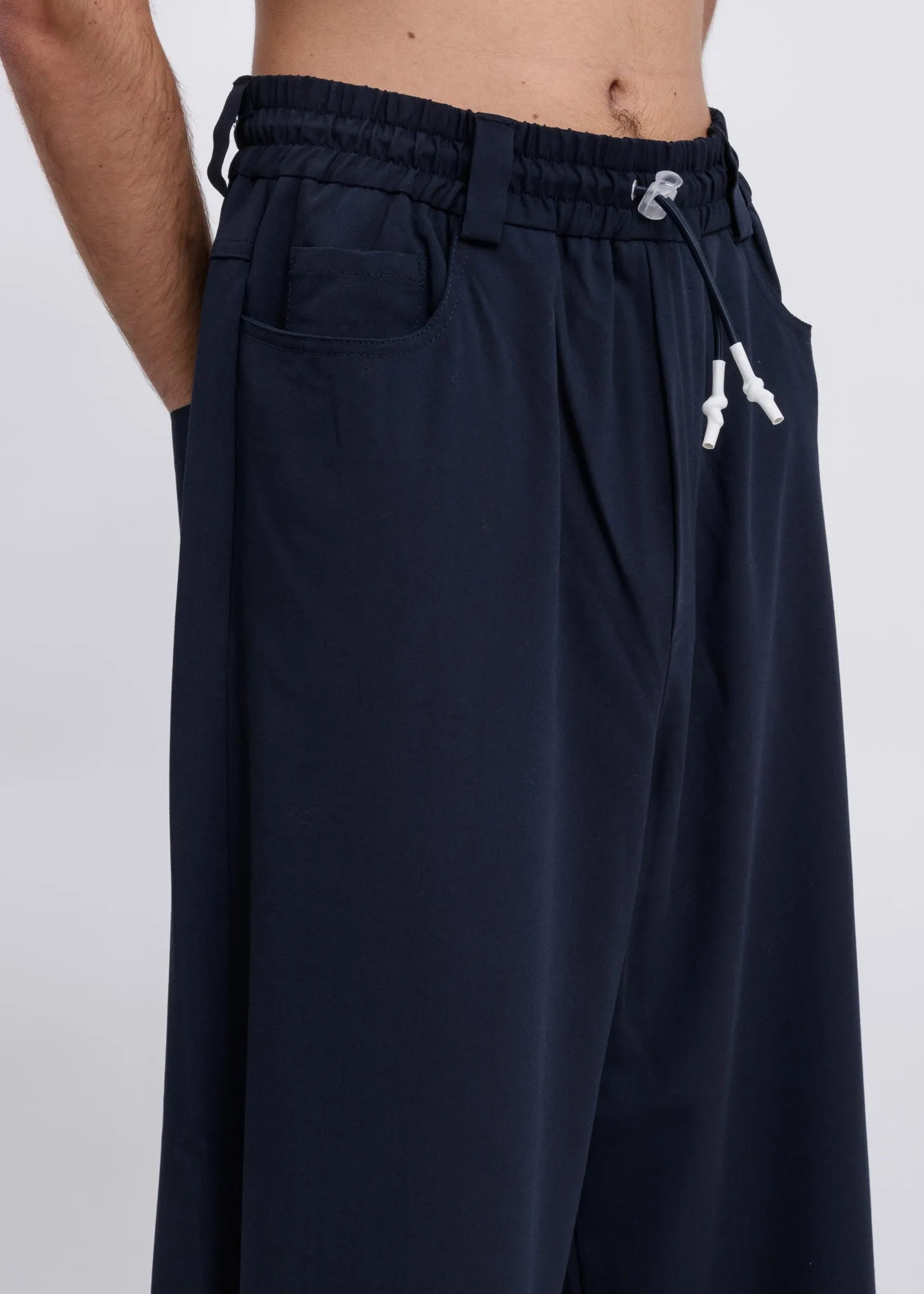 Dark Blue Classic Fit Loose Pants