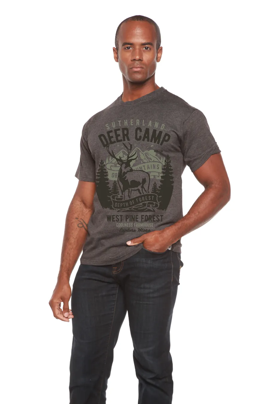 Deer Camp Men's Bamboo Viscose/Organic Cotton Short Sleeve Graphic T-Shirt
