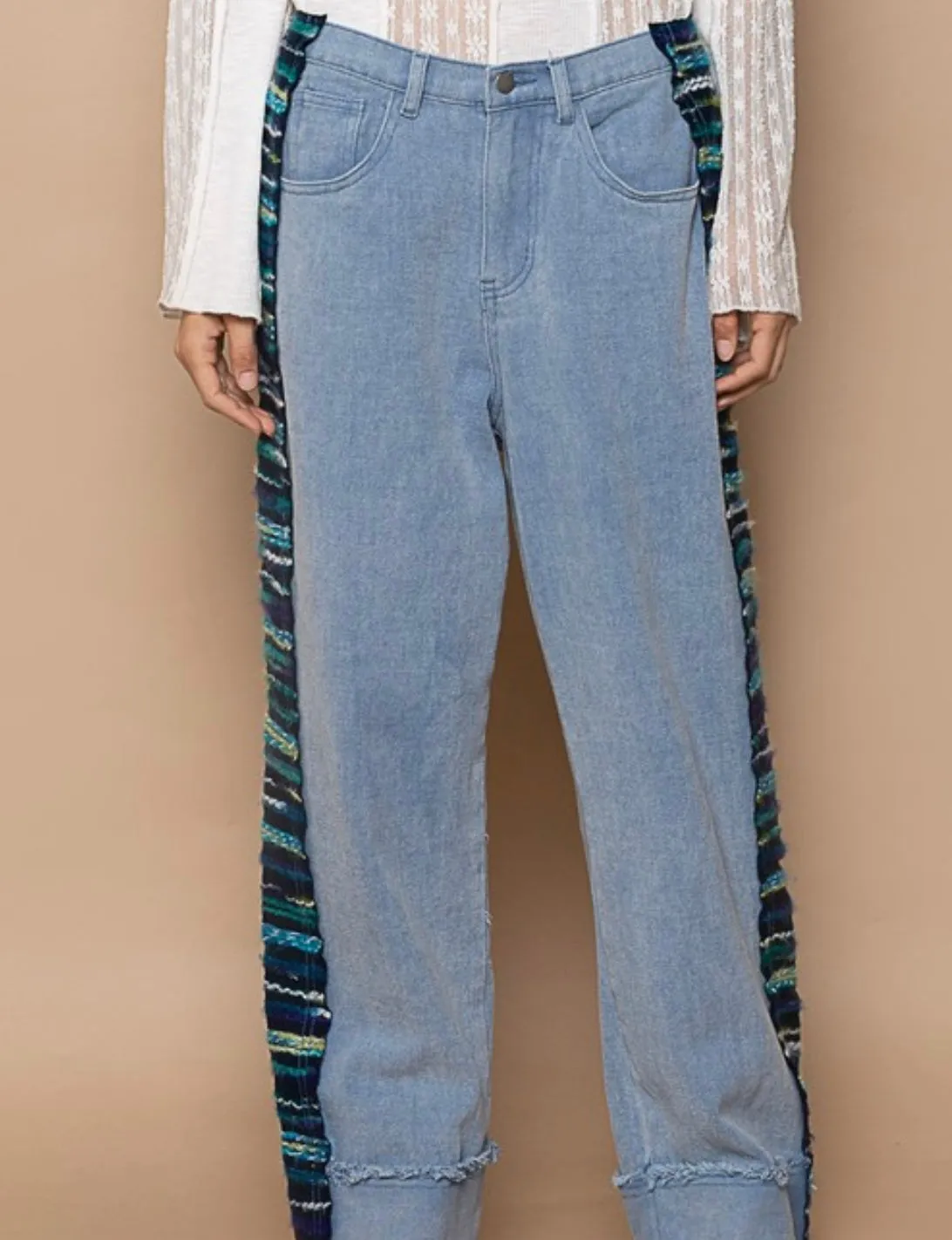 Denim Contrast Pants