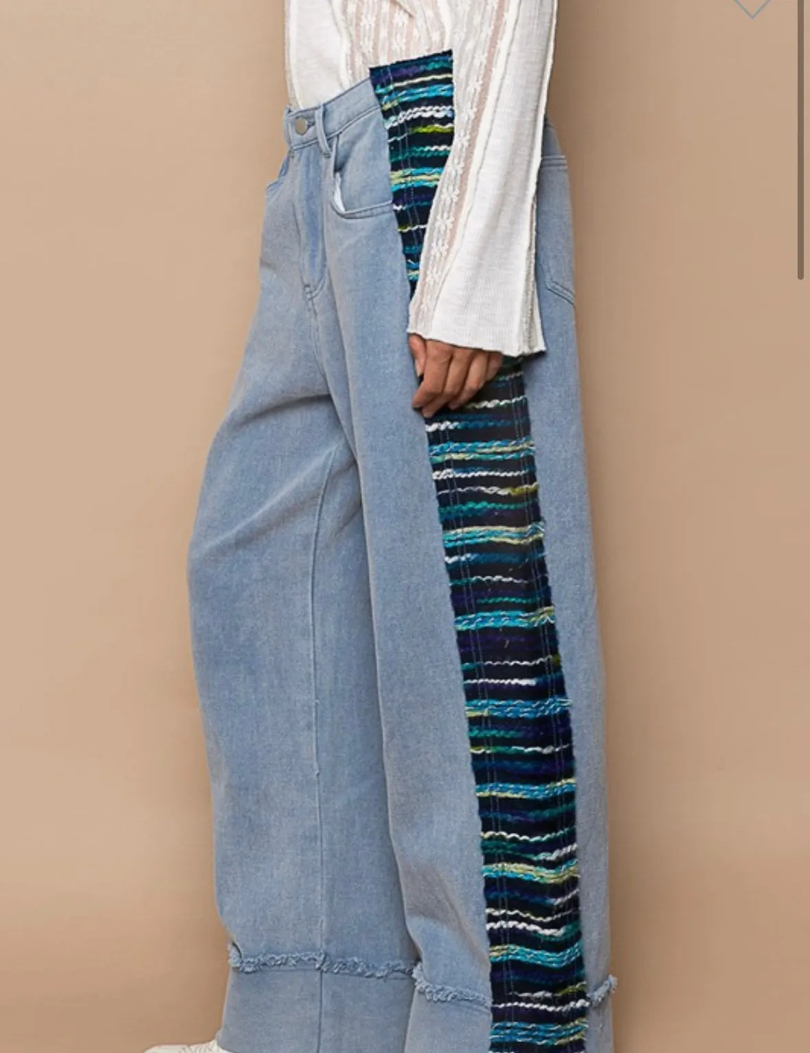 Denim Contrast Pants