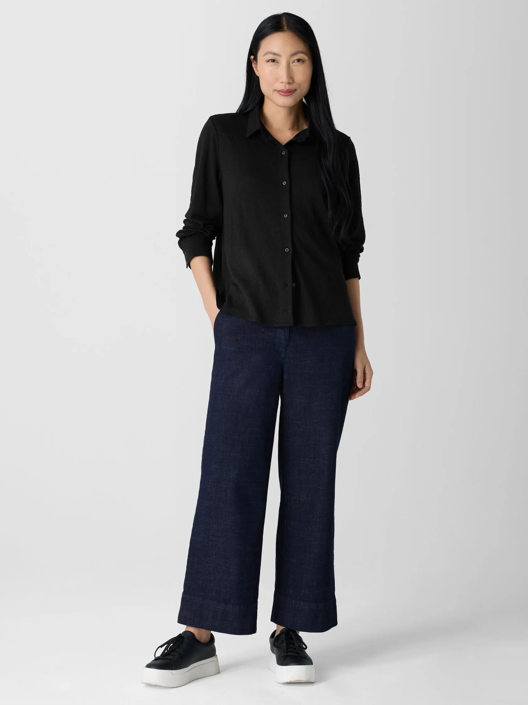 EILEEN FISHER - STRETCH WIDE-LEG JEAN