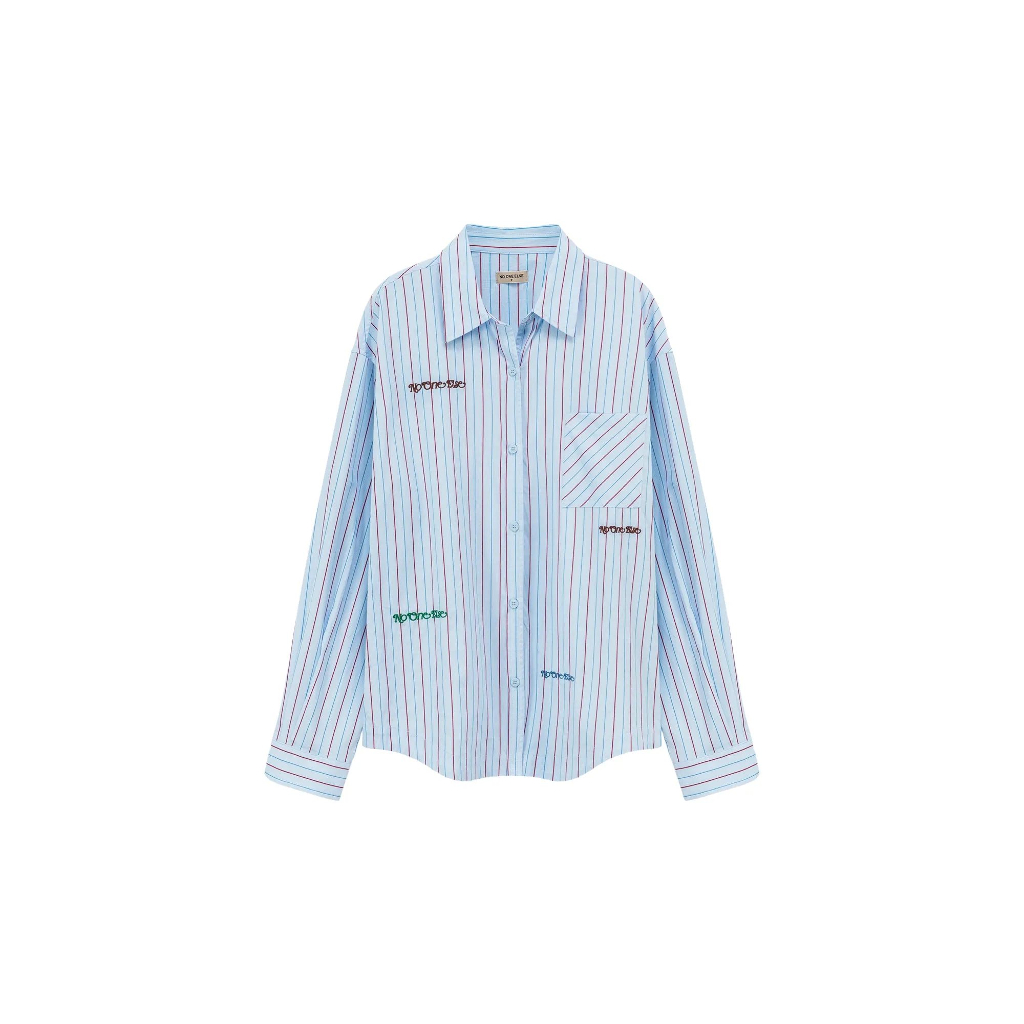 Embroidered Striped Basic Shirt