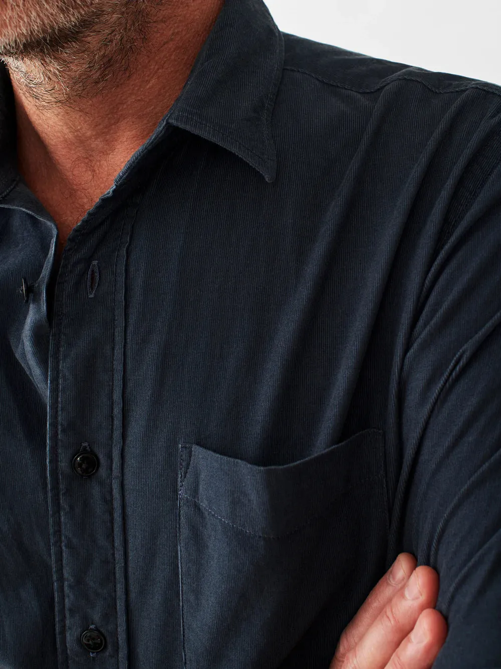 Faherty Stretch Corduroy Shirt in Navy
