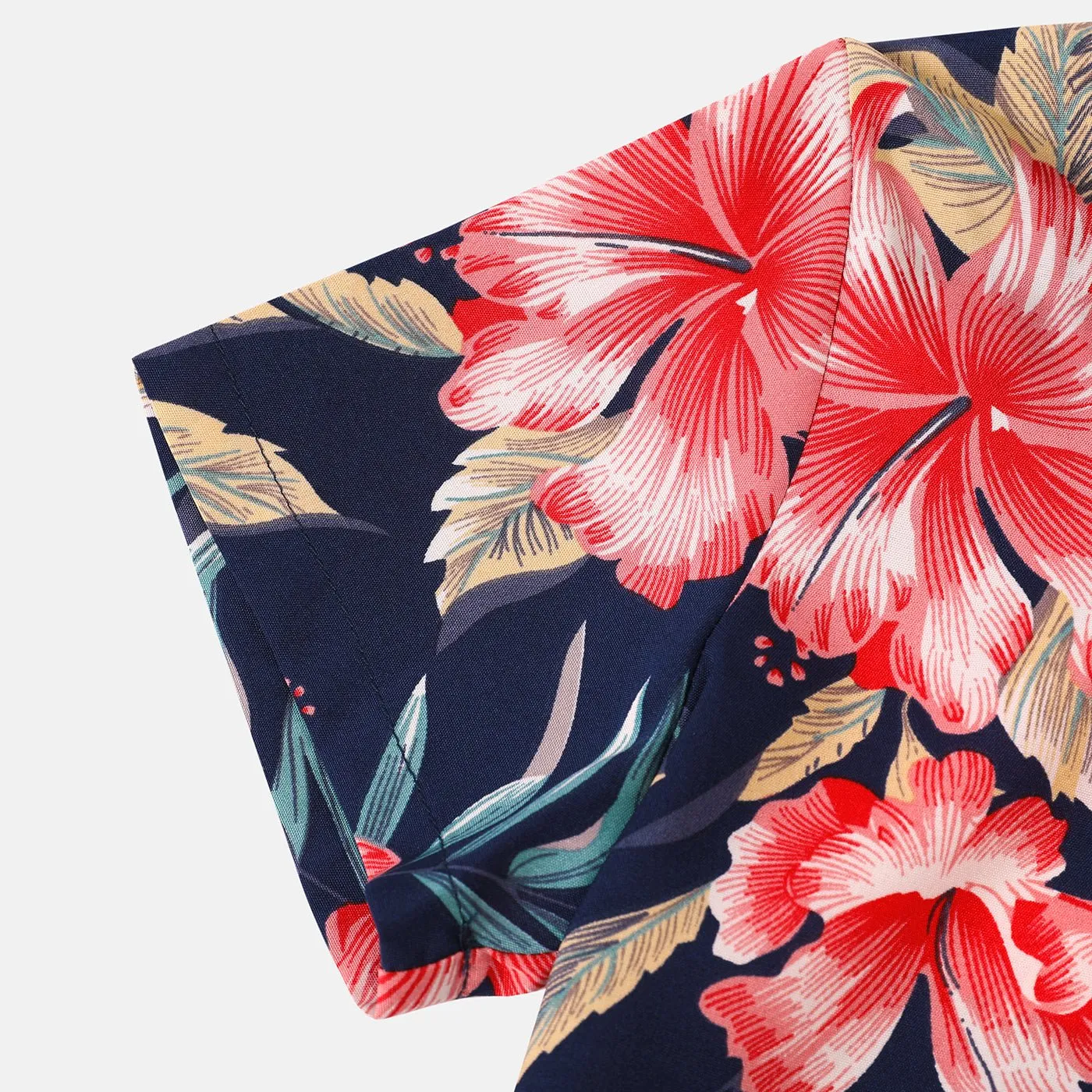 Family Matching Allover Floral Print Halterneck Dresses and Short-sleeve Shirts Sets