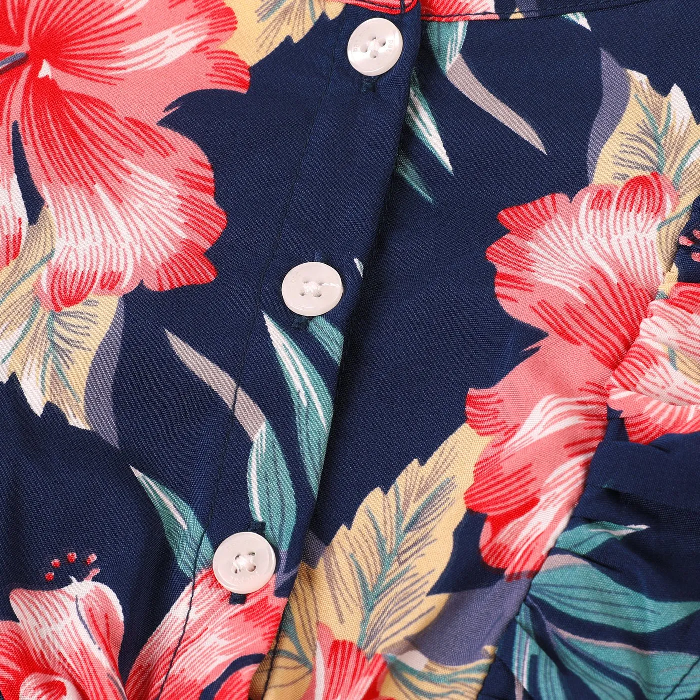 Family Matching Allover Floral Print Halterneck Dresses and Short-sleeve Shirts Sets