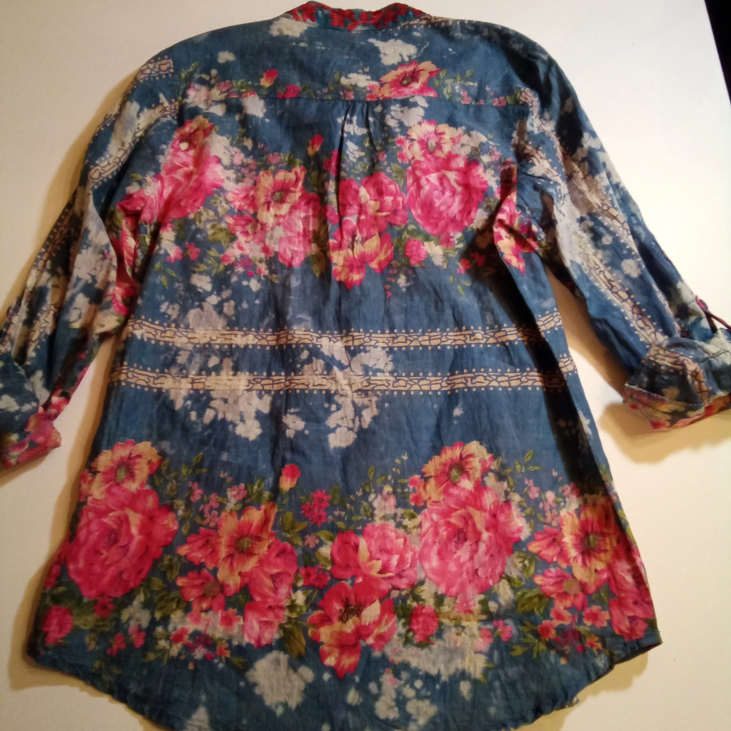 Floral Mandarin Vneck Button Front Shirt  | Vintage Goa