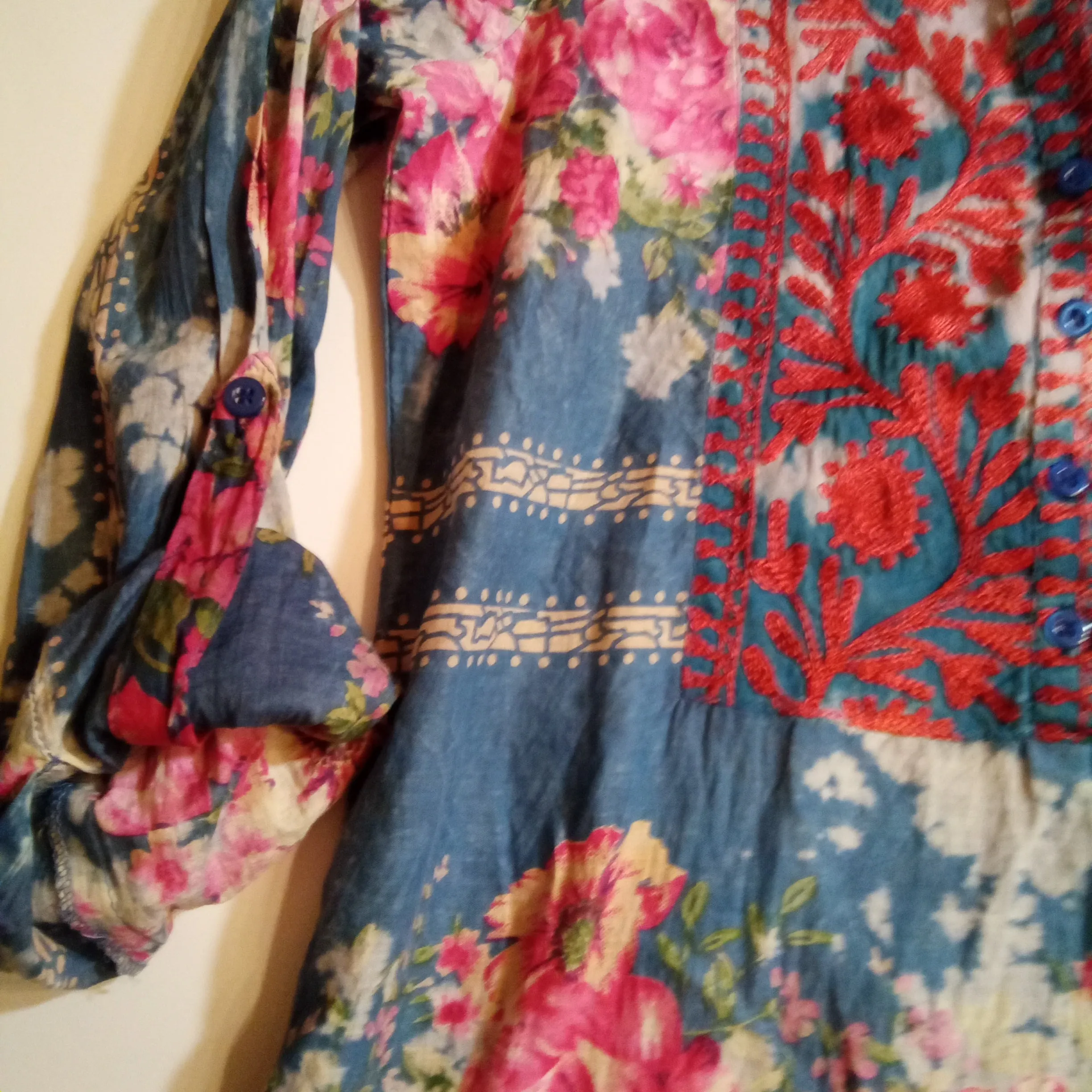 Floral Mandarin Vneck Button Front Shirt  | Vintage Goa