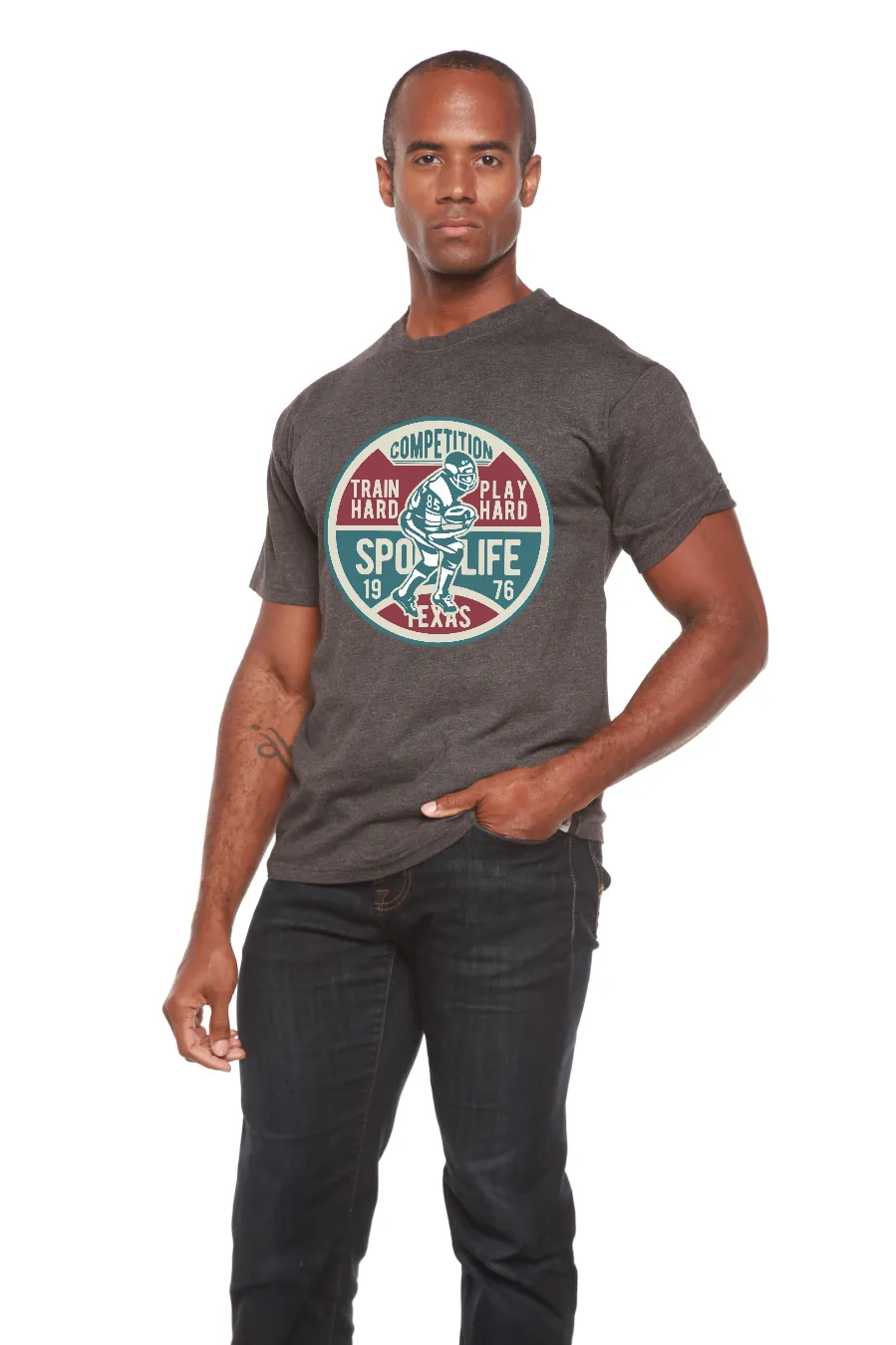 Football Competition Men's Bamboo Viscose/Organic Cotton Short Sleeve Graphic T-Shirt