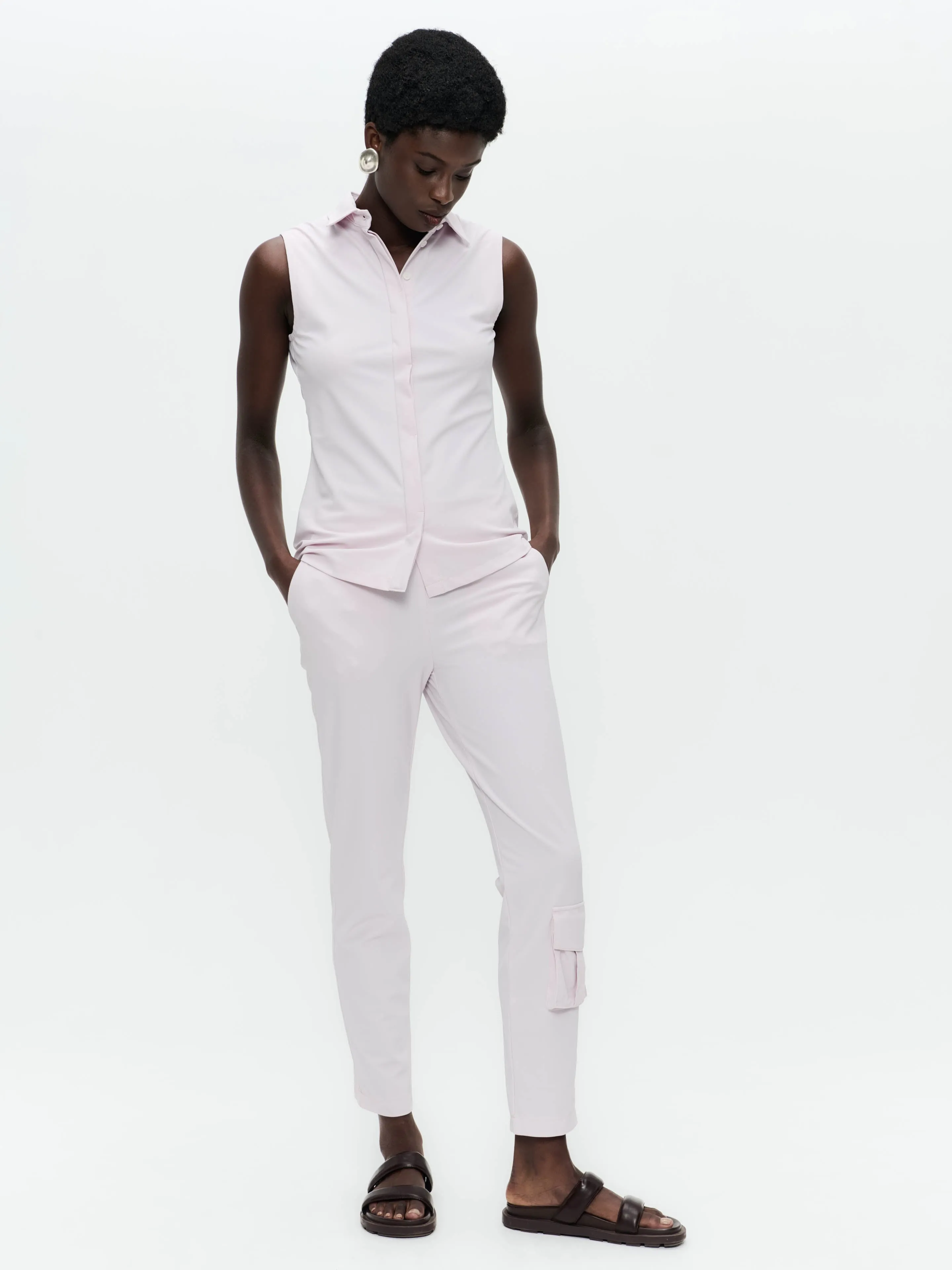 FreyN  structure technical jersey pants | Light Pudra