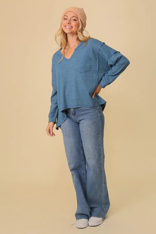 FS Clearance  thermal high low vneck oversized  top