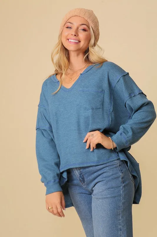 FS Clearance  thermal high low vneck oversized  top