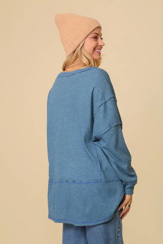 FS Clearance  thermal high low vneck oversized  top