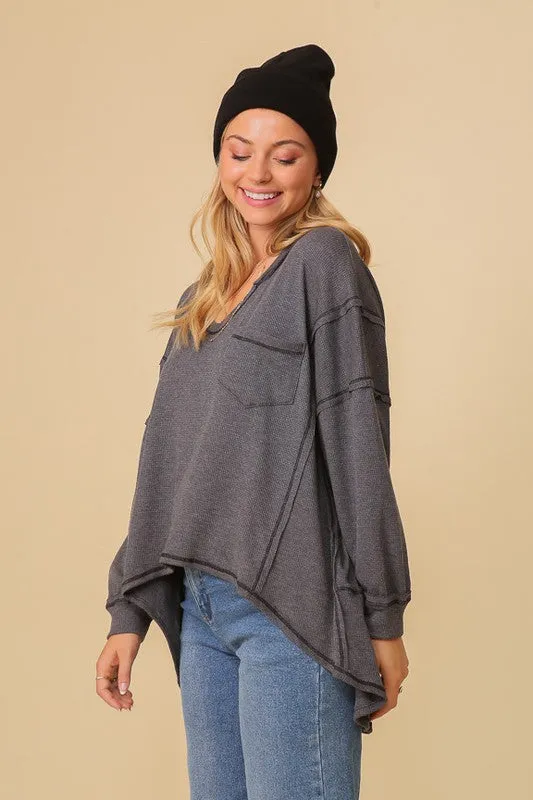 FS Clearance  thermal high low vneck oversized  top