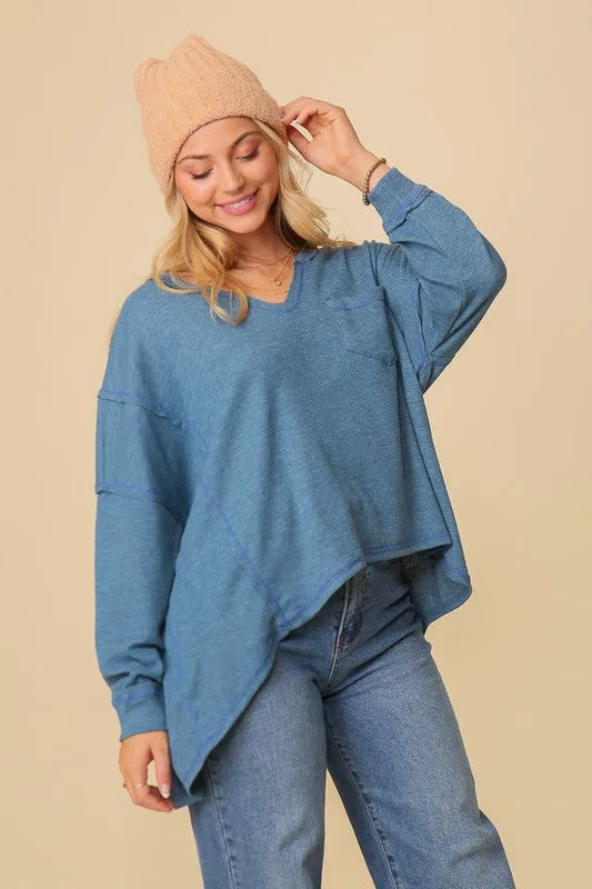 FS Clearance  thermal high low vneck oversized  top
