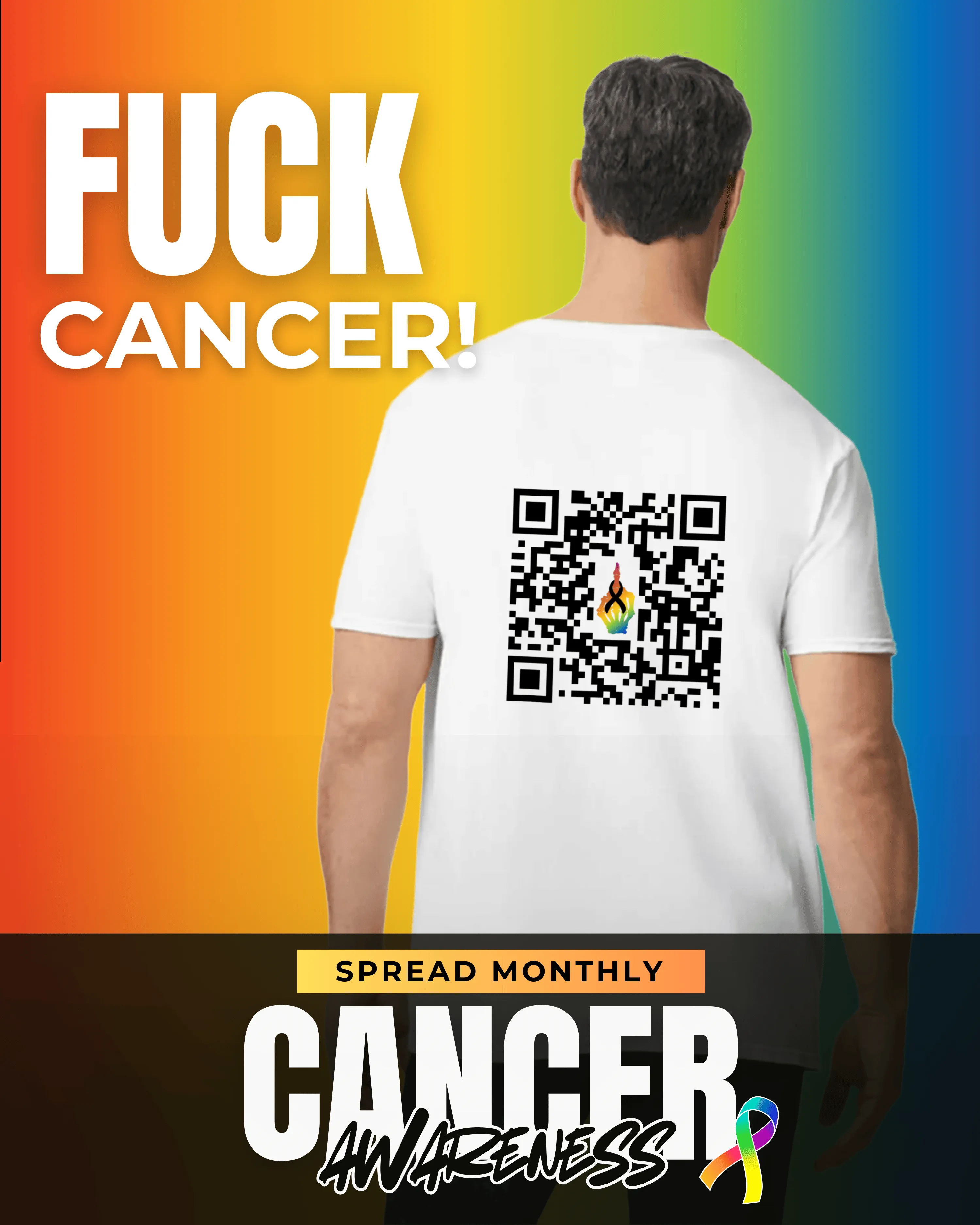 Fuck Cancer V-Neck QR Code