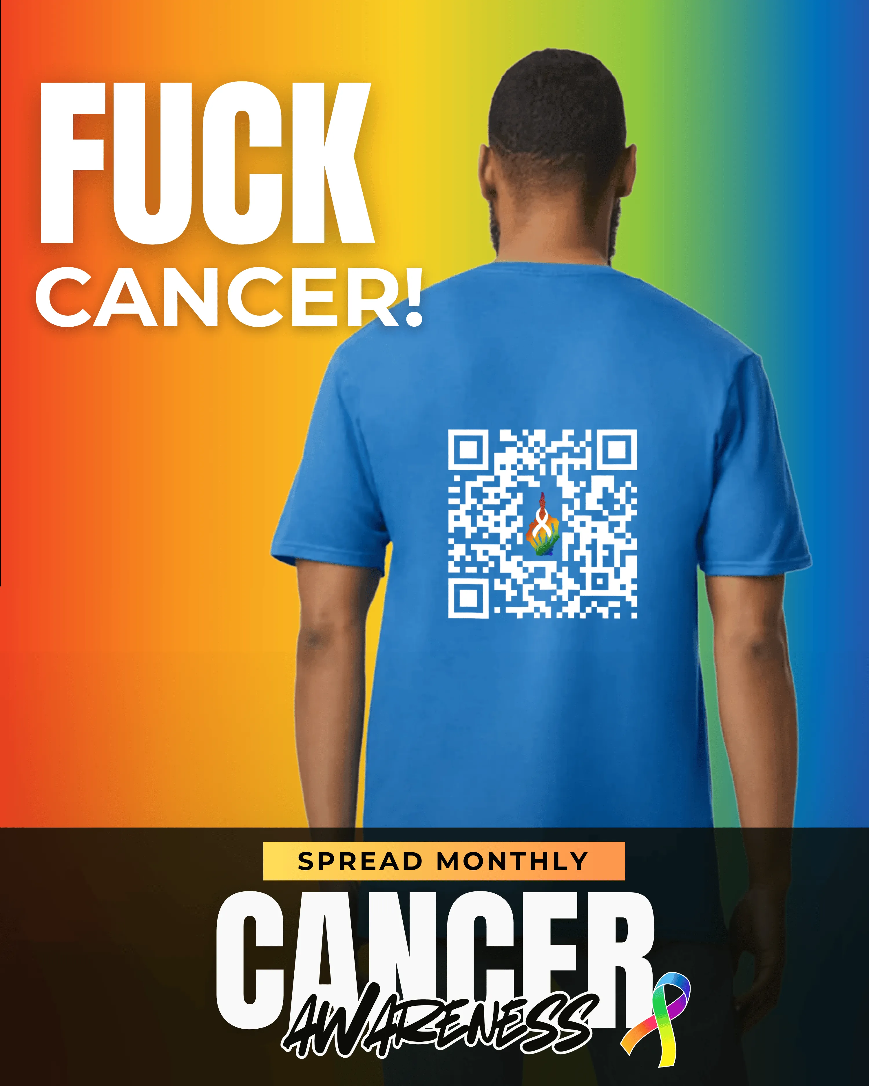 Fuck Cancer V-Neck QR Code
