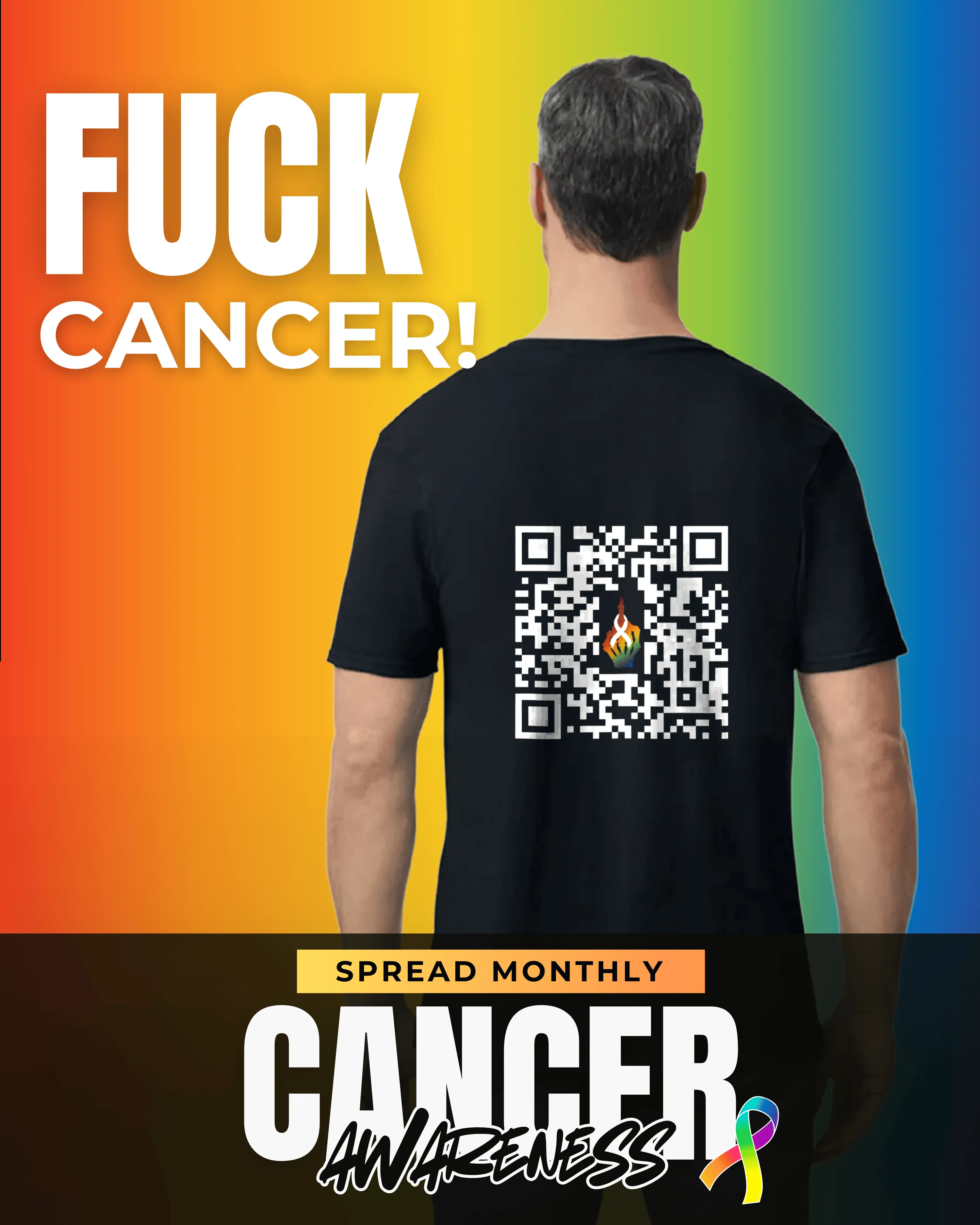 Fuck Cancer V-Neck QR Code