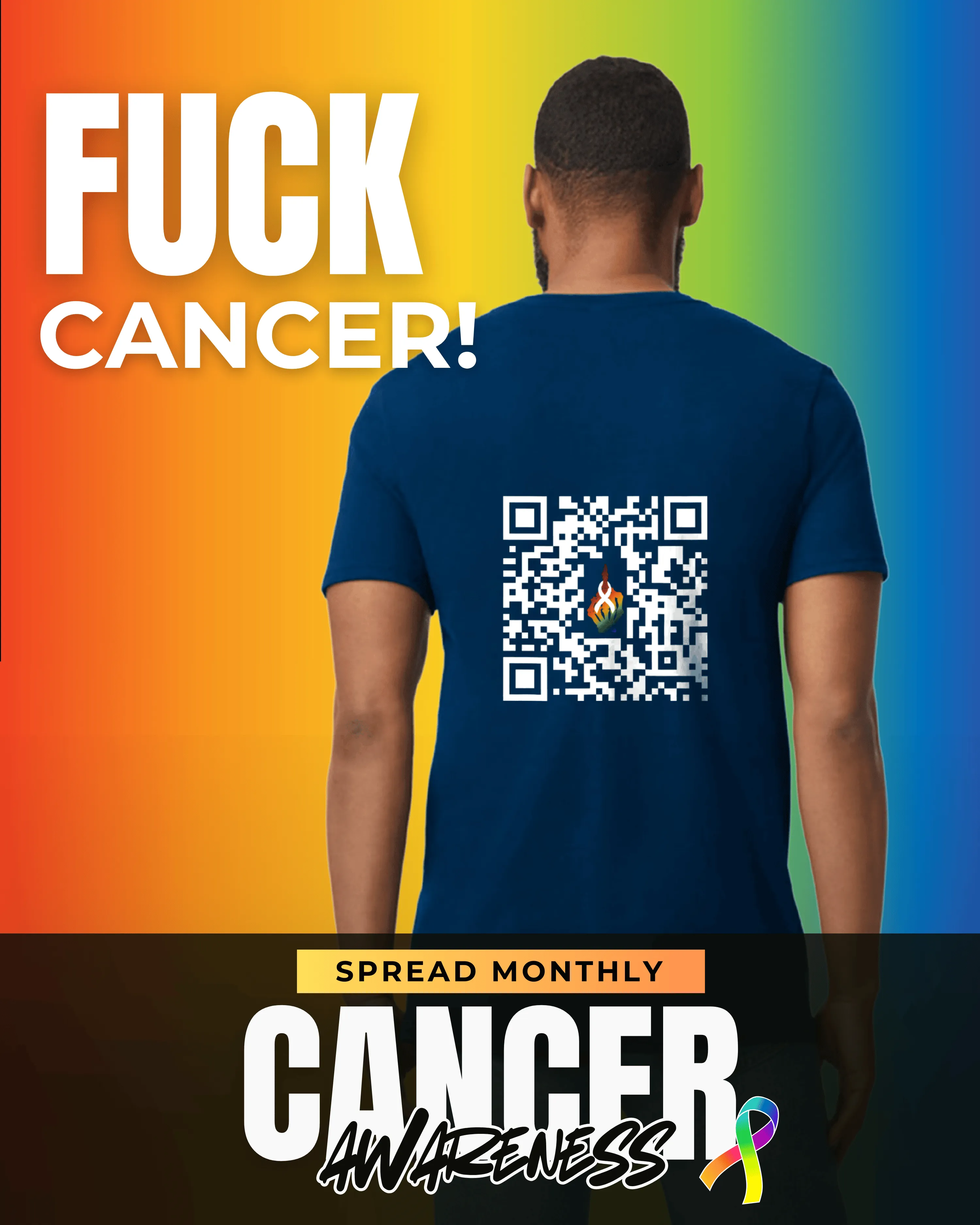 Fuck Cancer V-Neck QR Code