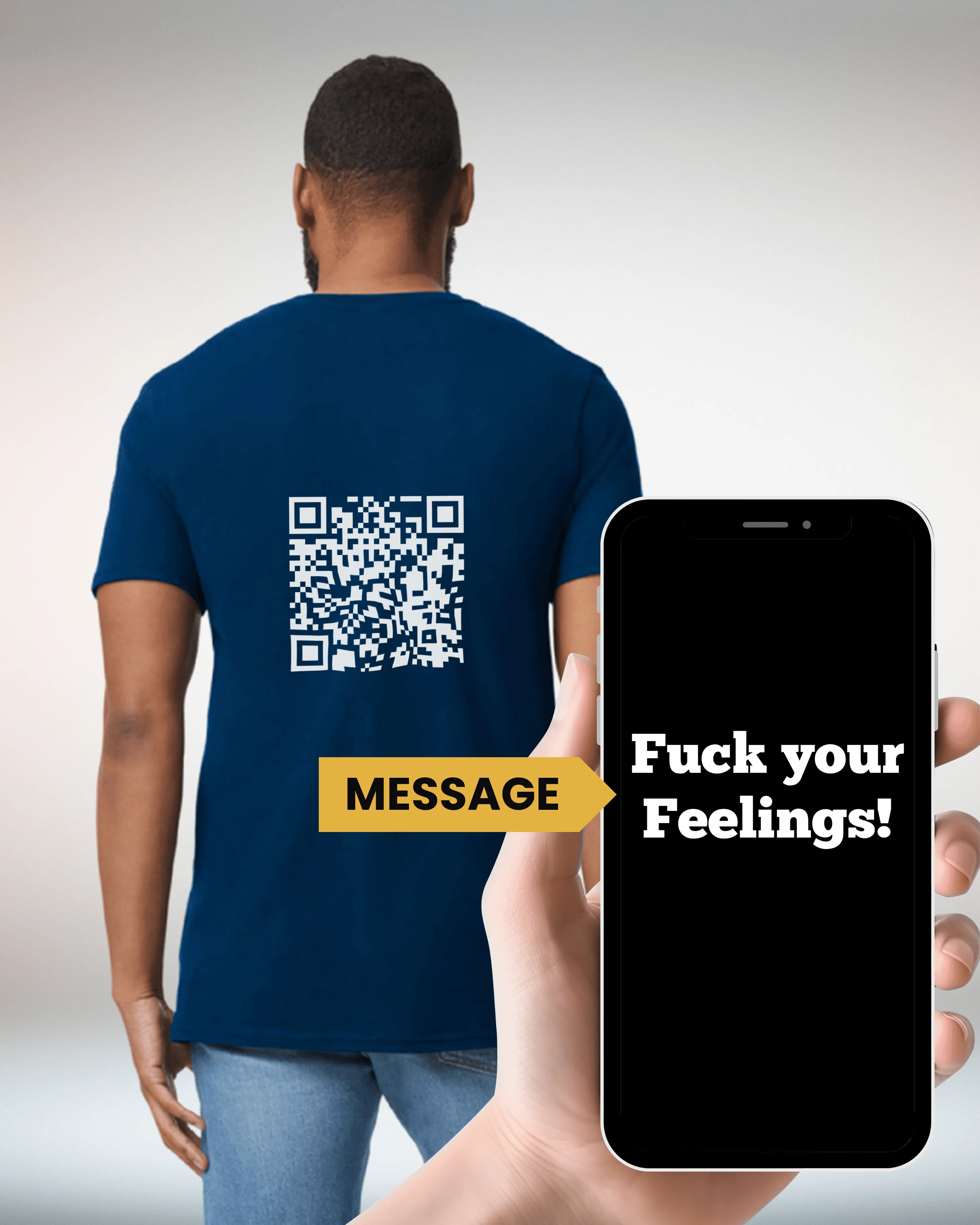 Fuck Your Feelings V-Neck QR Code