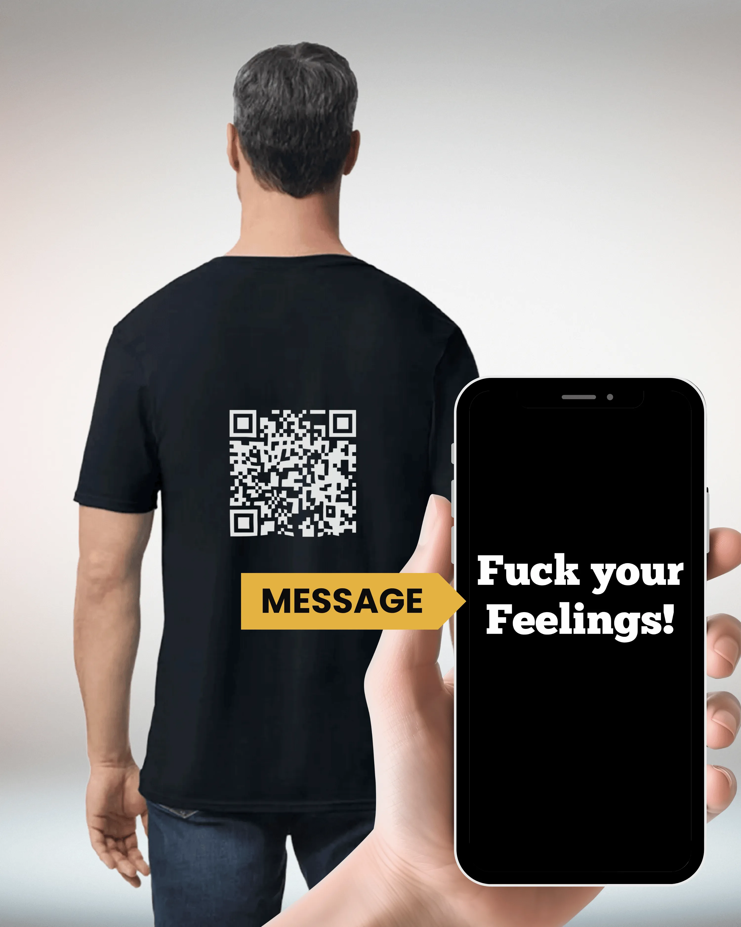 Fuck Your Feelings V-Neck QR Code