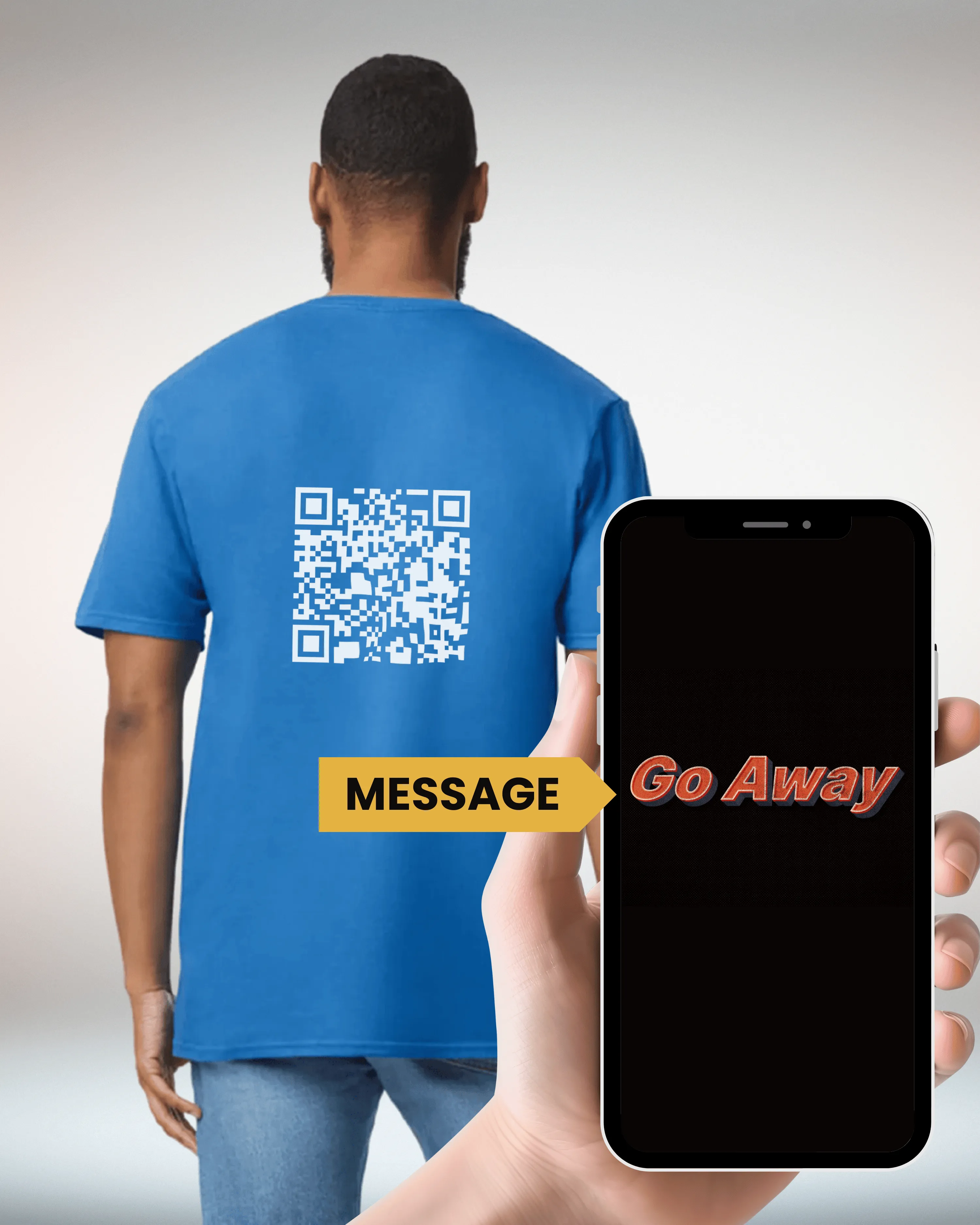 Go Away V-Neck QR Code