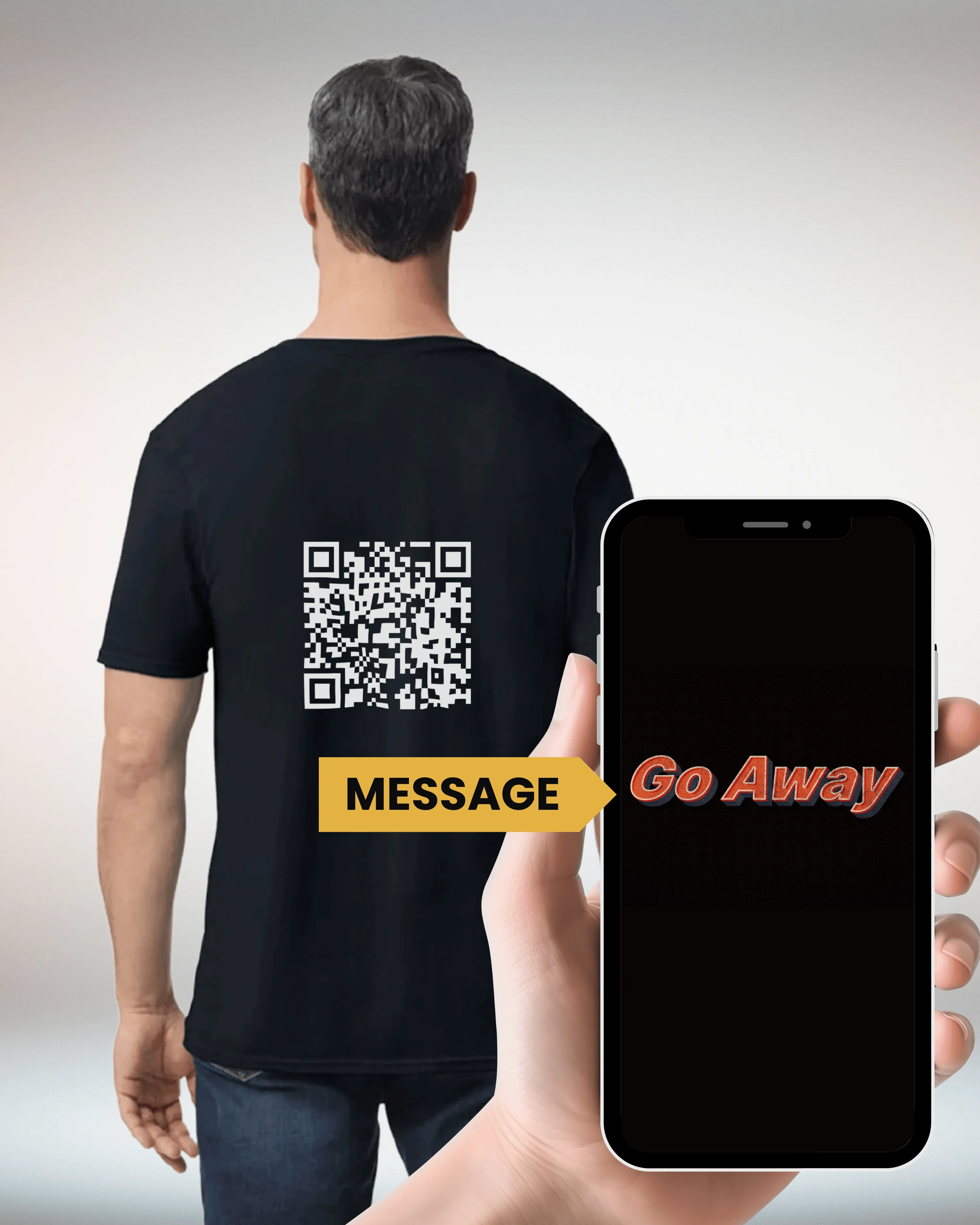 Go Away V-Neck QR Code