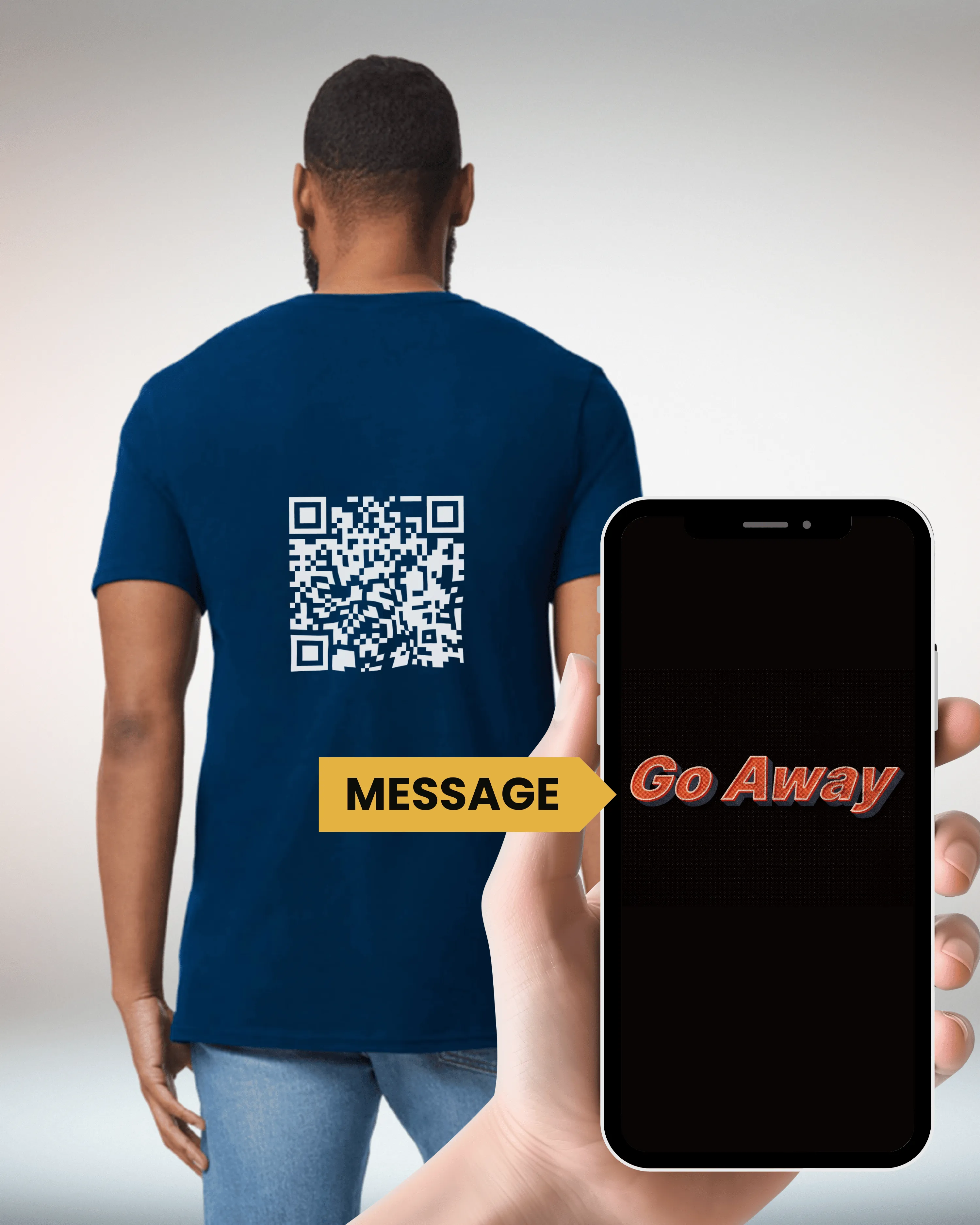 Go Away V-Neck QR Code