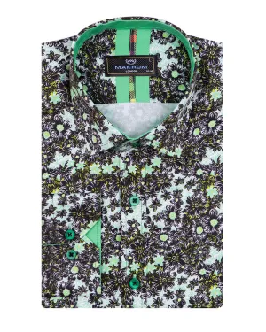 Green Daisy Print Long Sleeve Shirt