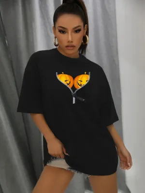Halloween Pumpkin Print T-Shirt