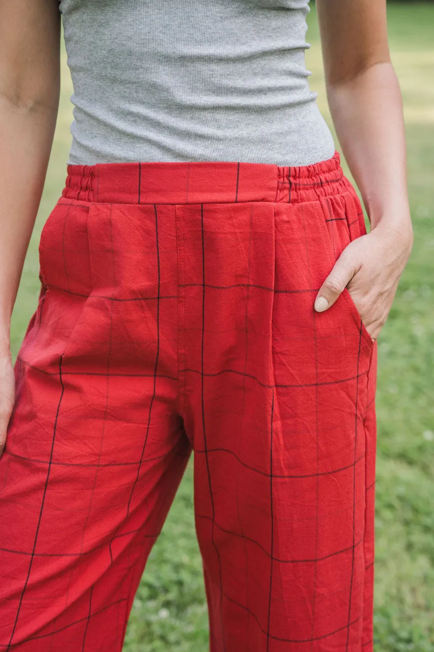 Handwoven Cotton Katie Set in Red - XS, L and XXL Left