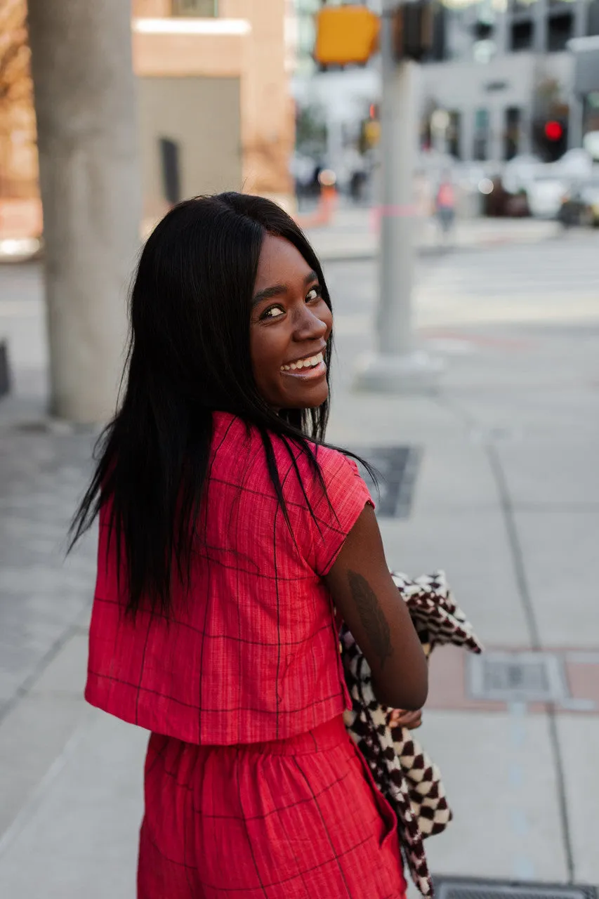Handwoven Cotton Katie Set in Red - XS, L and XXL Left