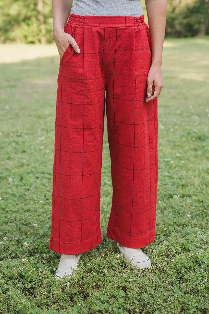 Handwoven Cotton Katie Set in Red - XS, L and XXL Left
