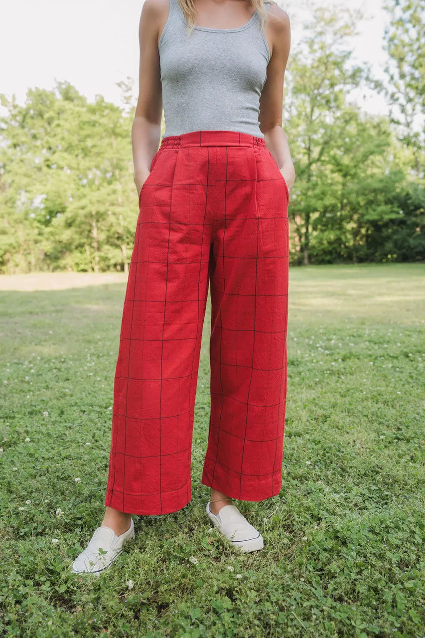 Handwoven Cotton Katie Set in Red - XS, L and XXL Left