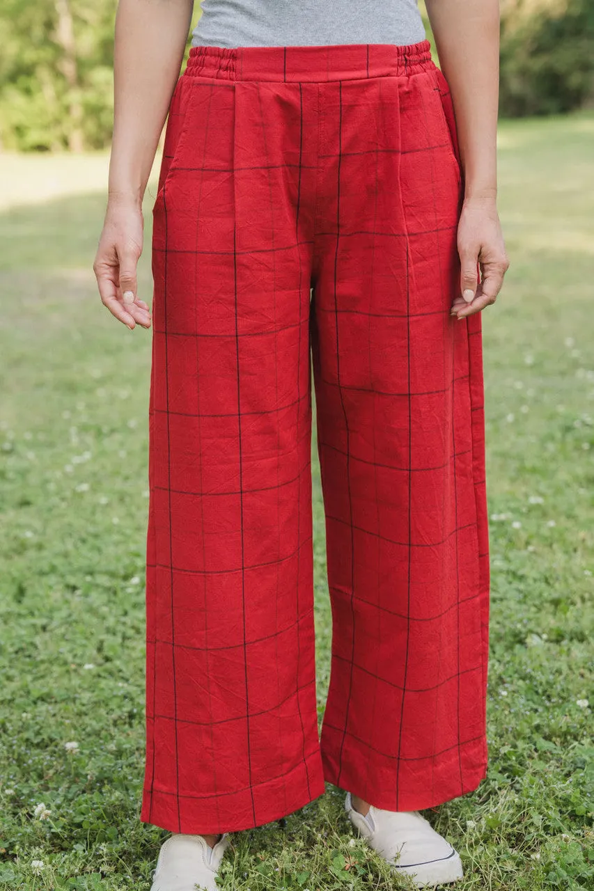 Handwoven Cotton Katie Set in Red - XS, L and XXL Left