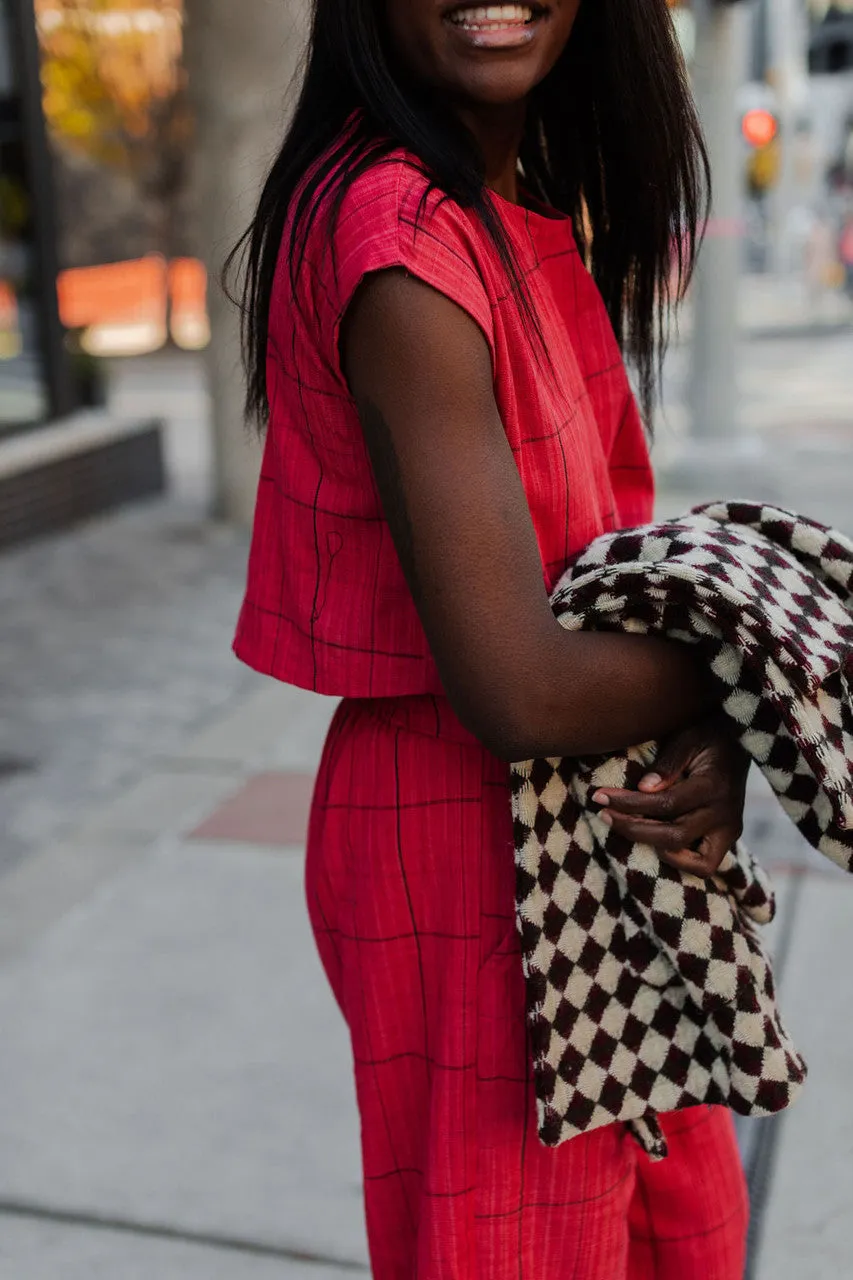 Handwoven Cotton Katie Set in Red - XS, L and XXL Left