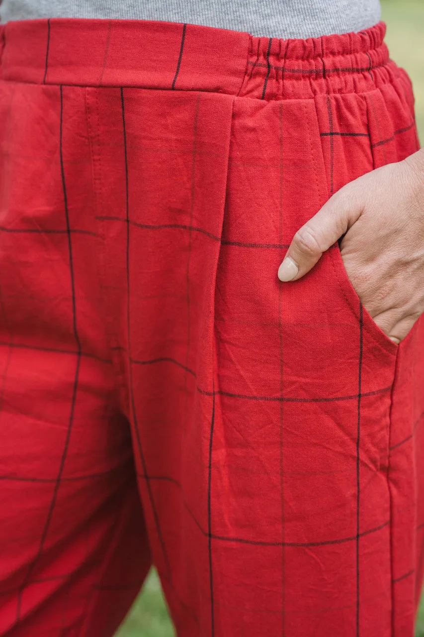 Handwoven Cotton Katie Set in Red - XS, L and XXL Left