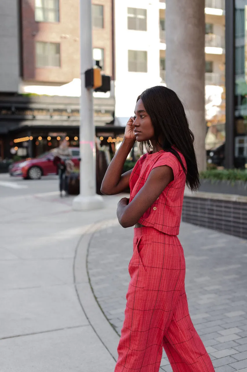 Handwoven Cotton Katie Set in Red - XS, L and XXL Left