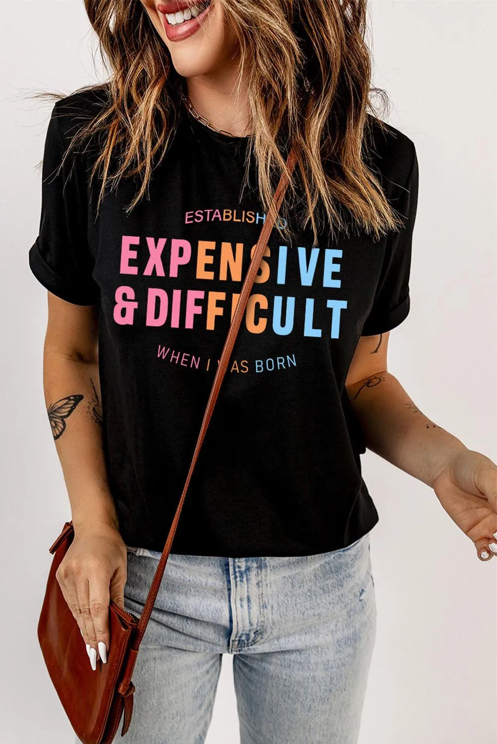 Hazel Blues® | Expensive & Difficult Graphic Cuffed Sleeve Tee