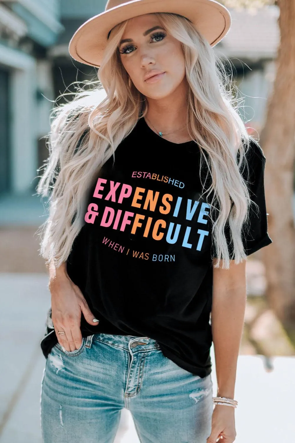 Hazel Blues® | Expensive & Difficult Graphic Cuffed Sleeve Tee