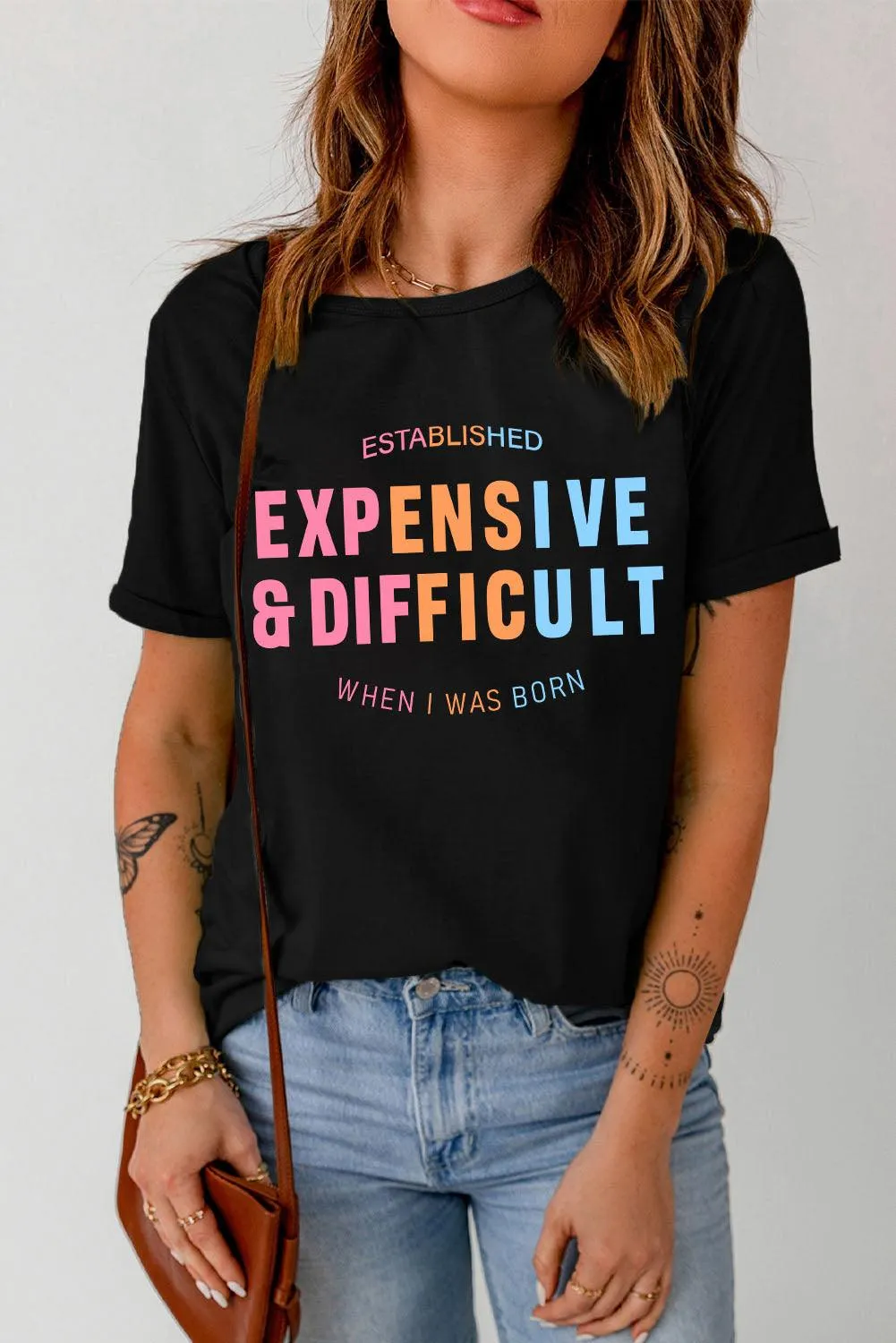 Hazel Blues® | Expensive & Difficult Graphic Cuffed Sleeve Tee