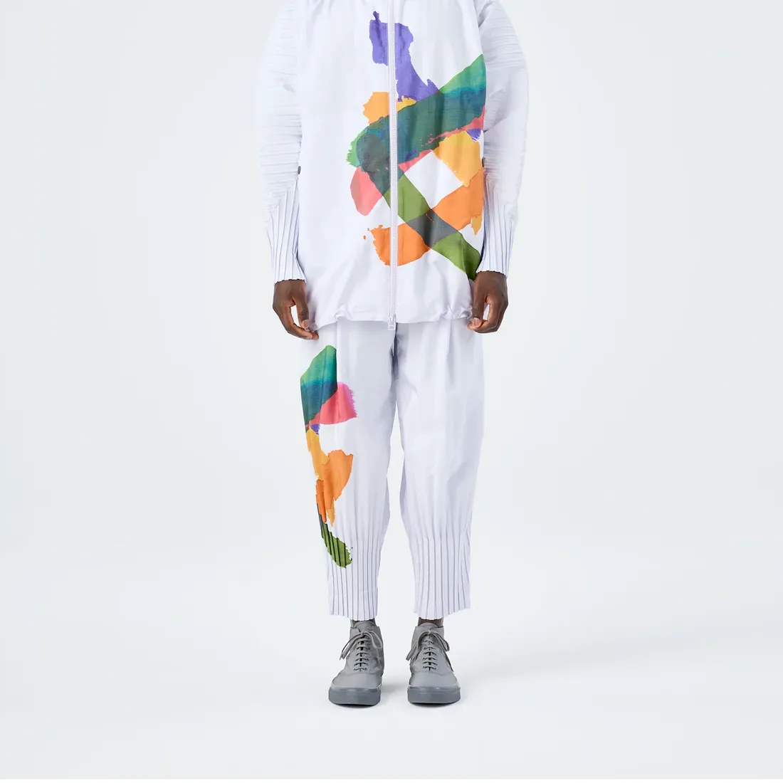Homme Plissé Issey Miyake Cascade Picturesque Trousers Ivory
