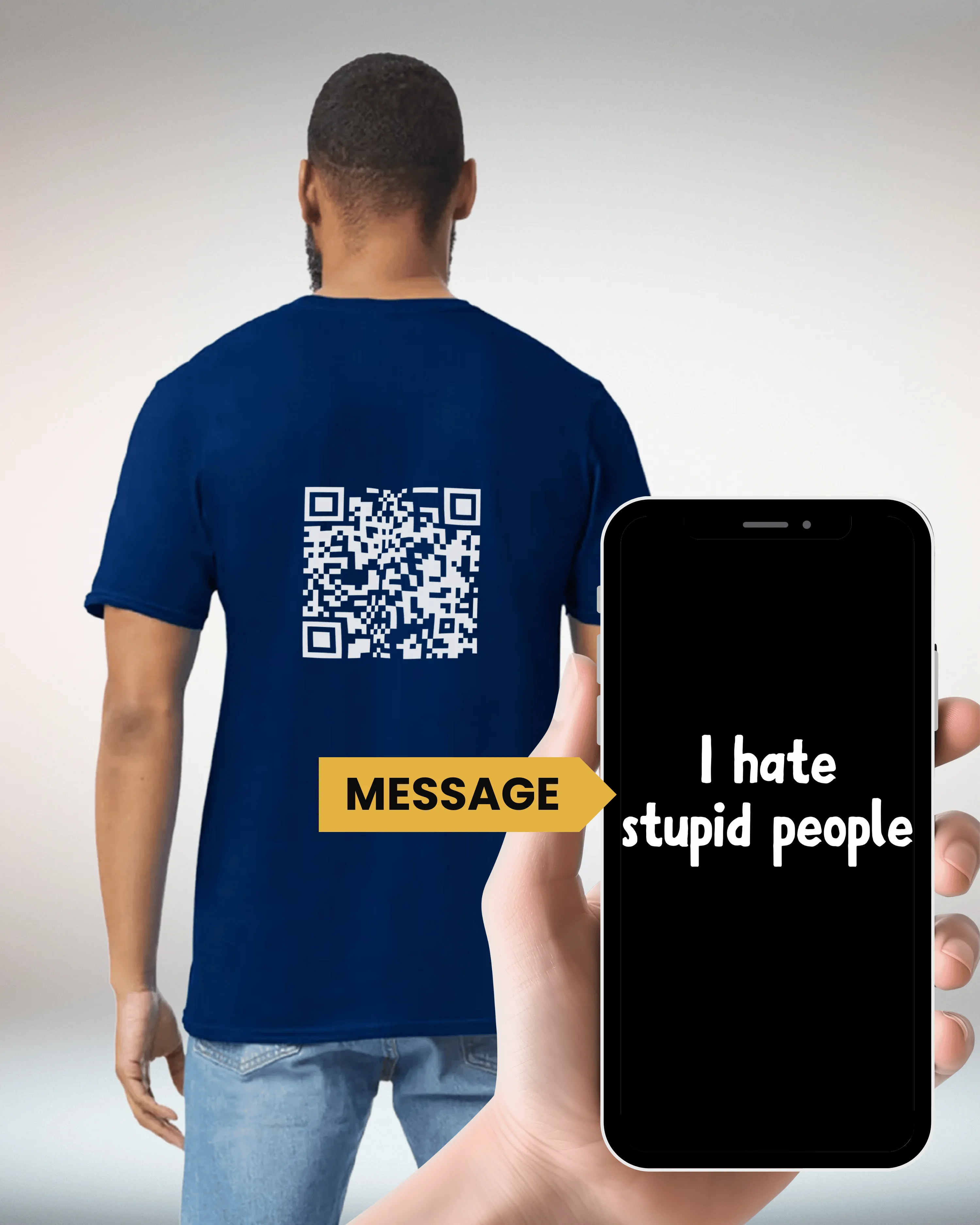 I hate stupid people V-Neck QR Code