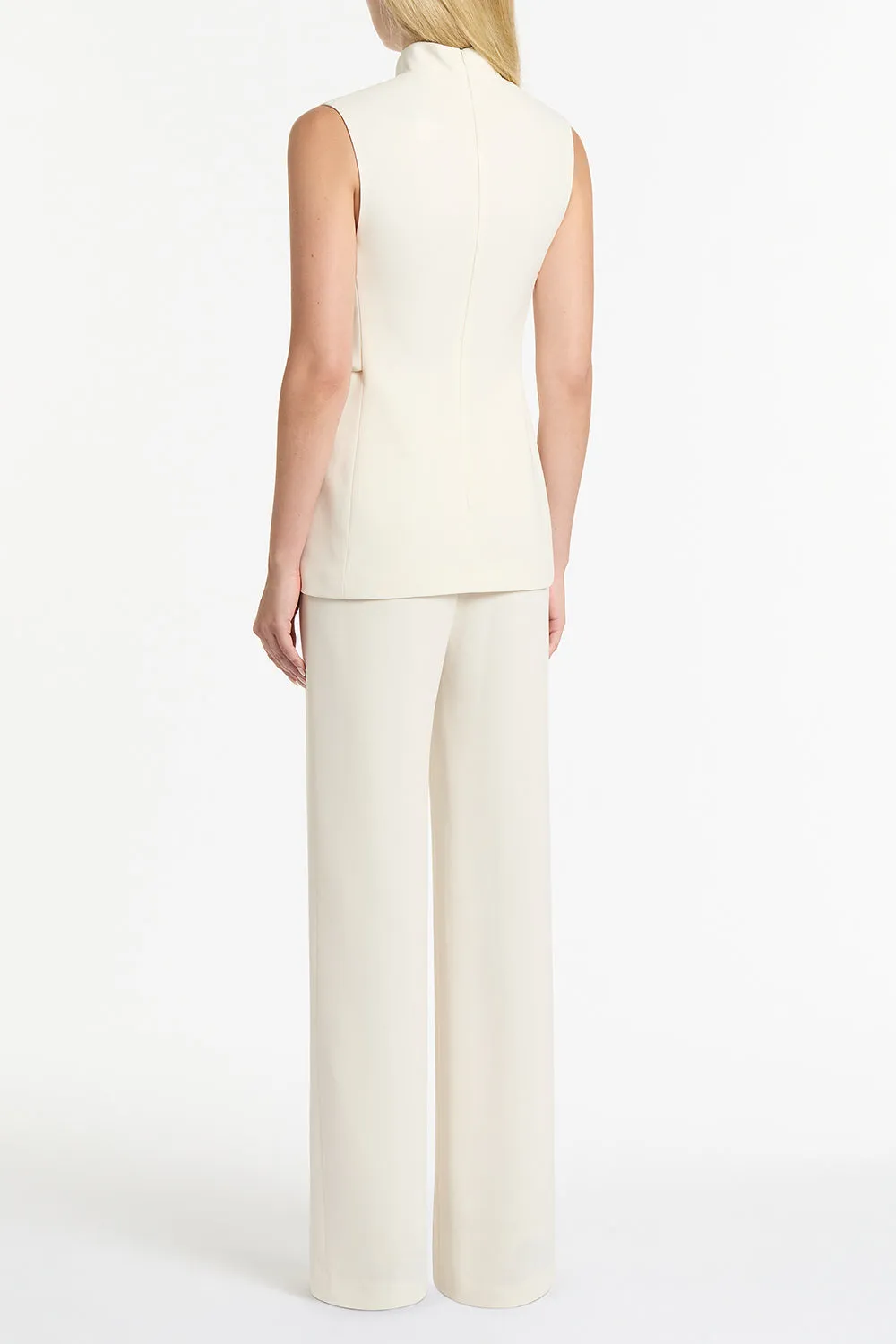 IVORY CREPE WIDE WAISTED PANT