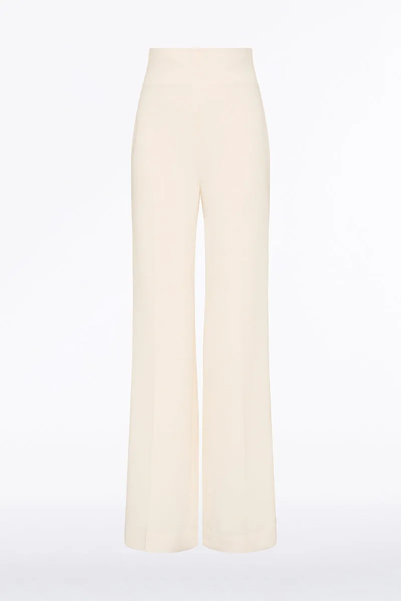 IVORY CREPE WIDE WAISTED PANT