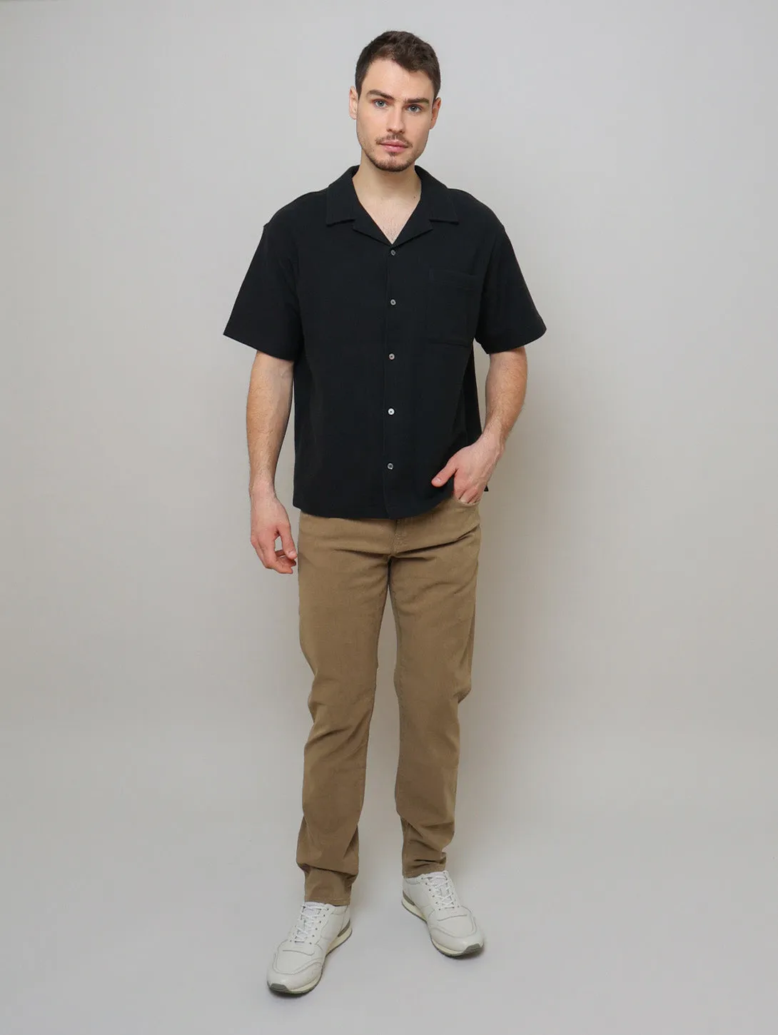 Jacquard Relaxed Shirt - Black